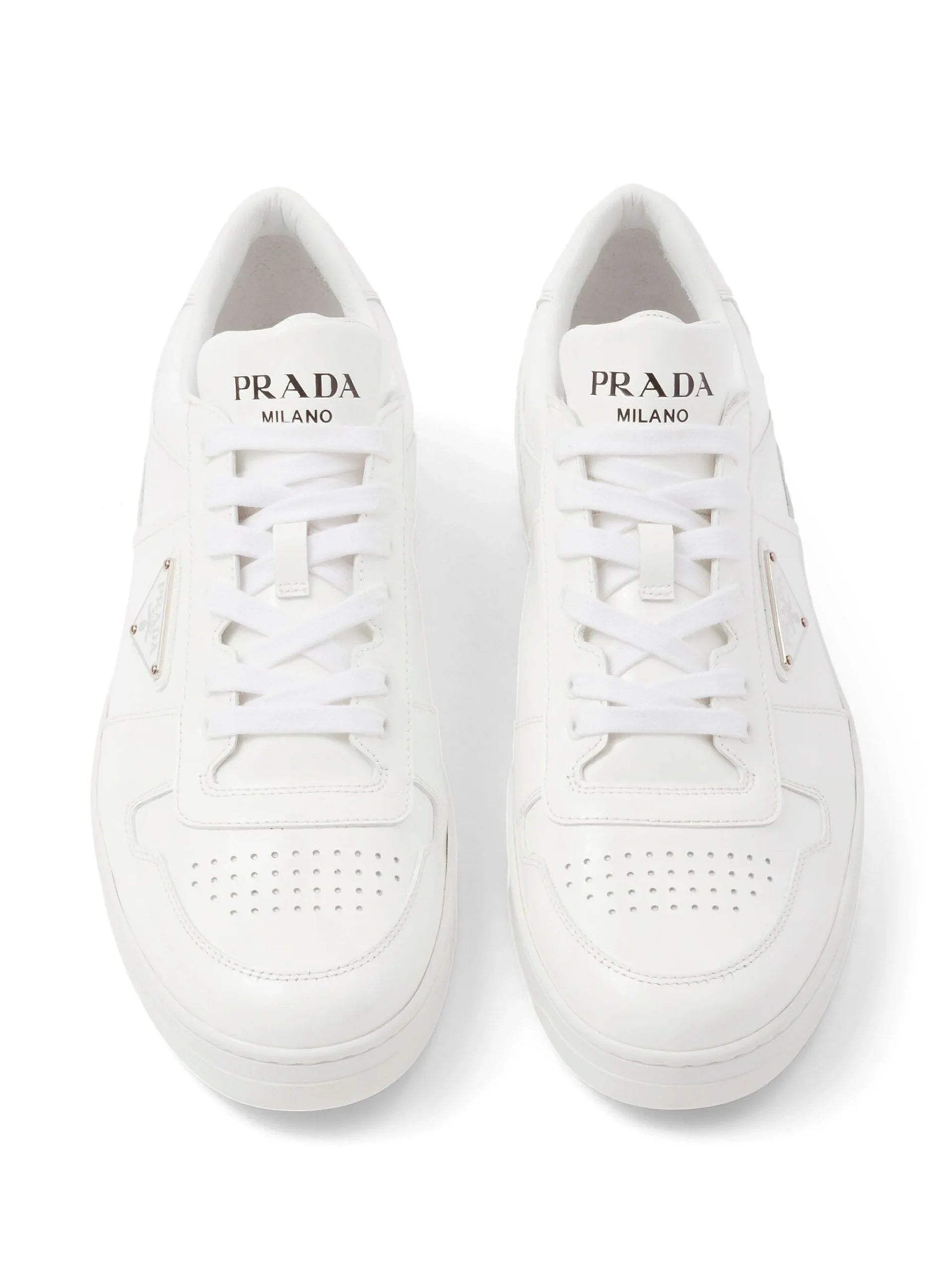 Prada Downtown Leather Full White Logo sneakers for men