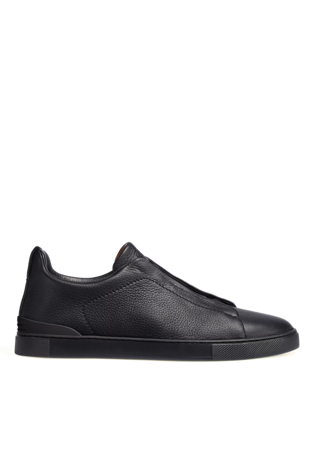 Zegna Black leather sneaker on a white background