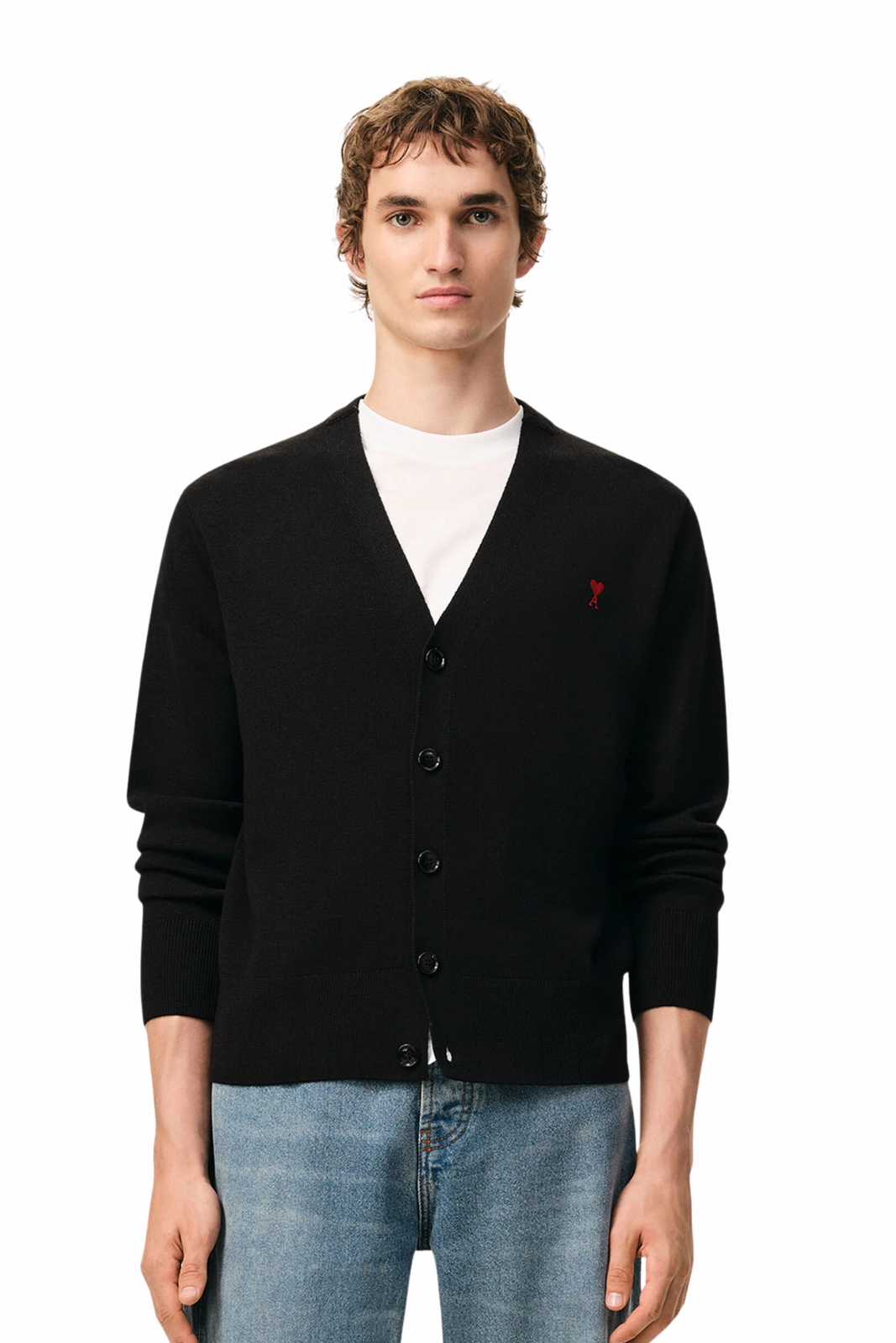 Ami Paris Black Wool Ami De Coeur Cardigan