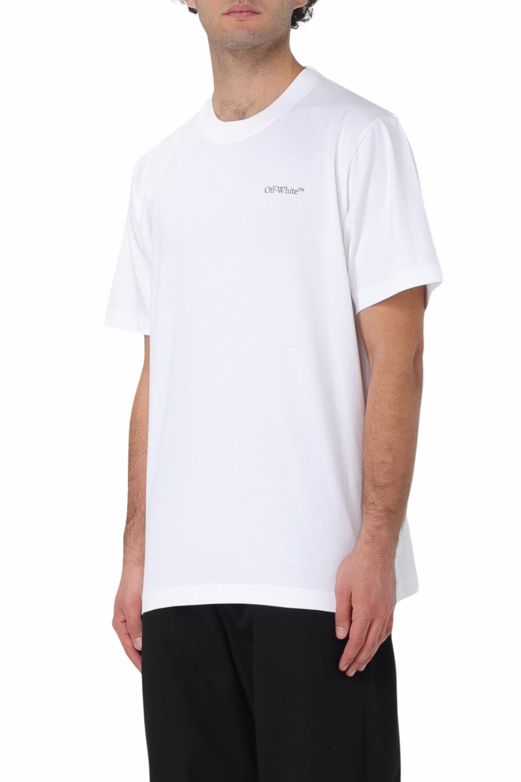Off-White Cotton T-Shirt with Printed Logo White