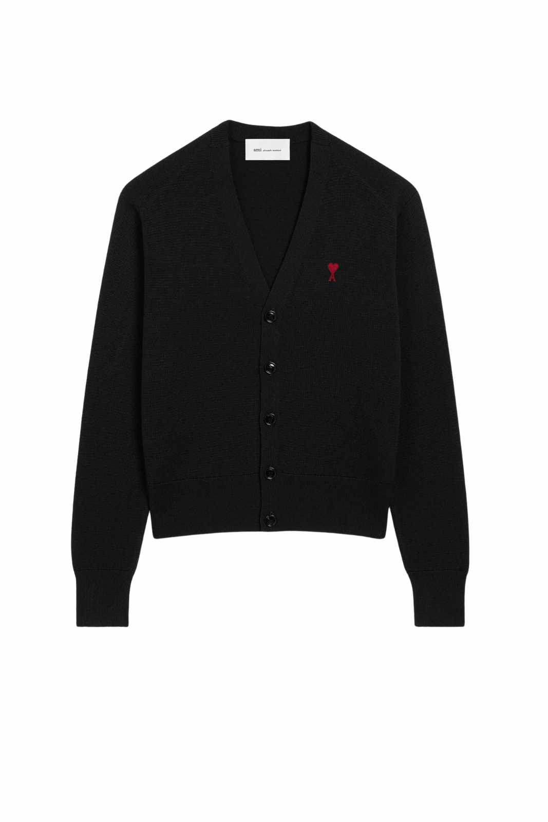 Ami Paris Black Wool Ami De Coeur Cardigan