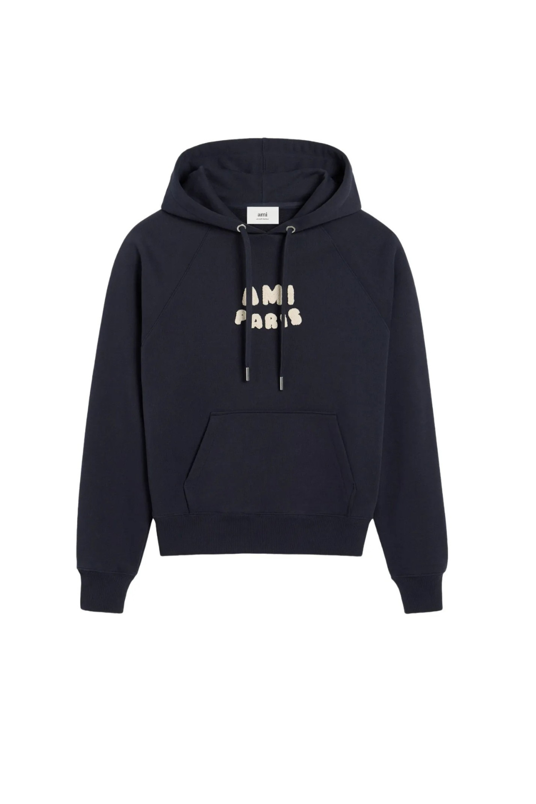 Ami Paris boxy logo hoodie Navy Blue Unisex