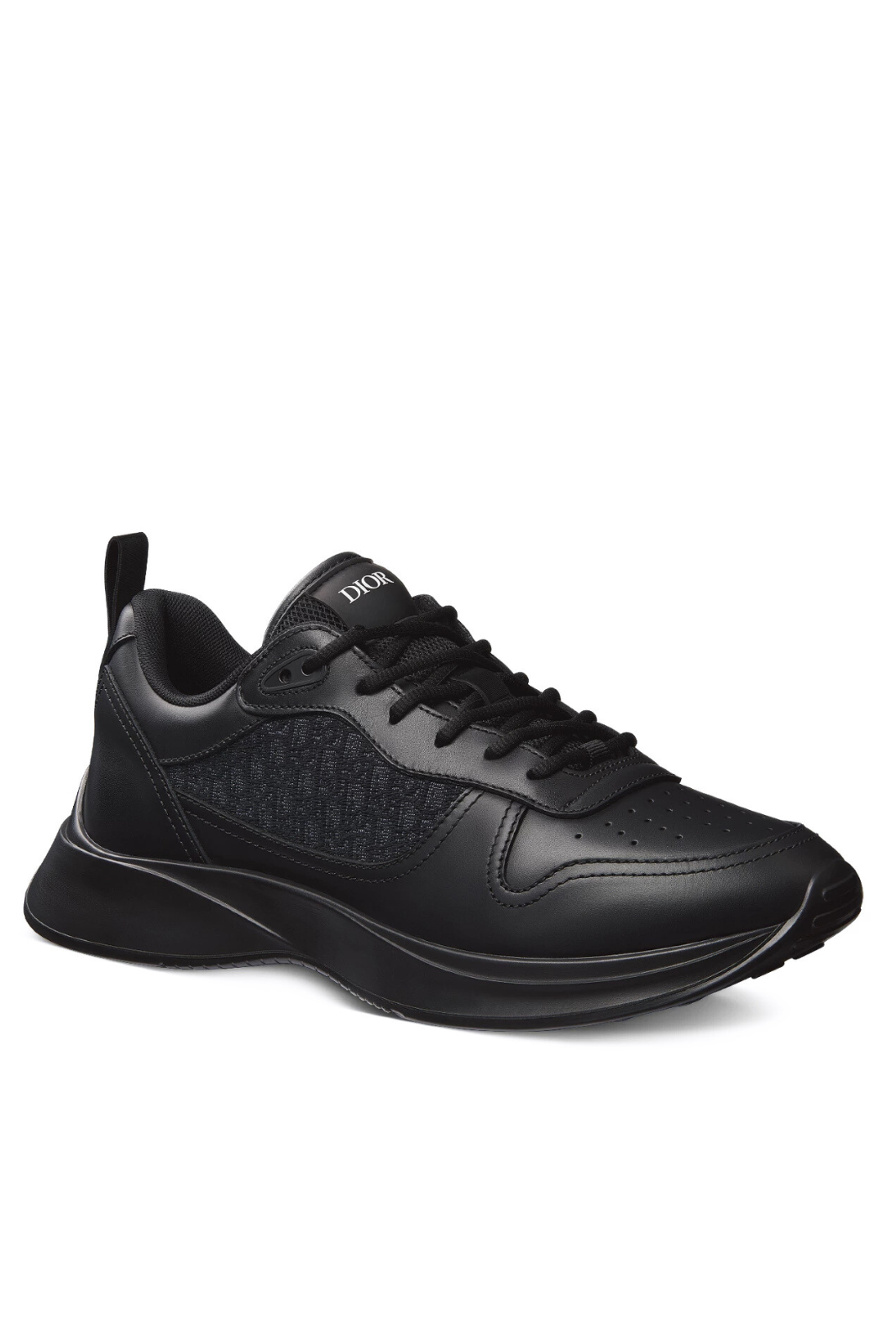 Кецове Dior B25 Runner от черна гладка телешка кожа и жакардова материя Dior Oblique