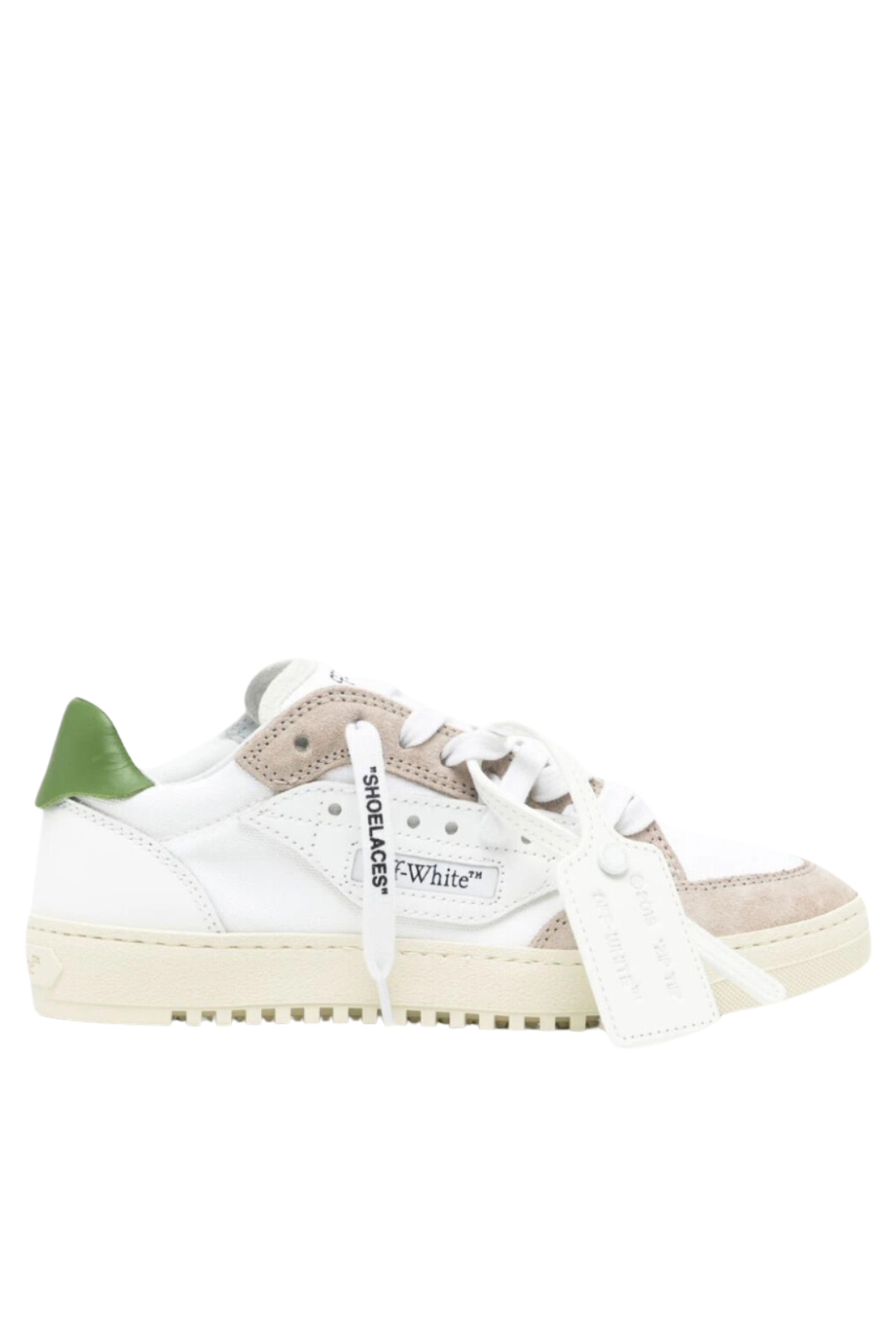 Кожени маратонки Off-White 5.0 в бяло и зелено