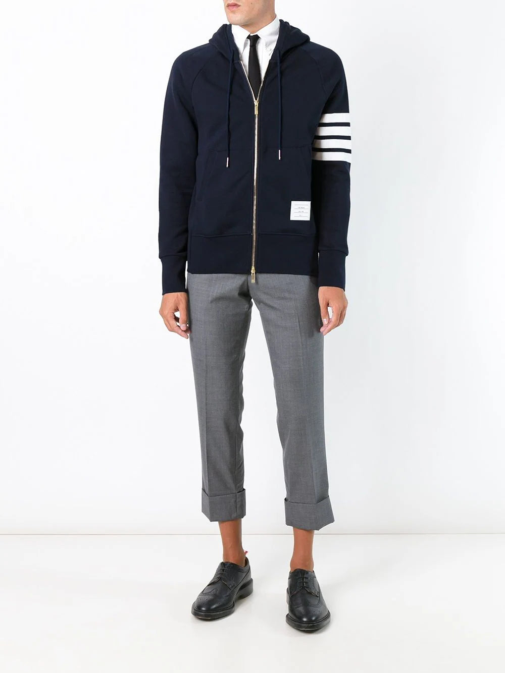 Thom Browne 4-Bar jersey zip-up hoodie Dark blue