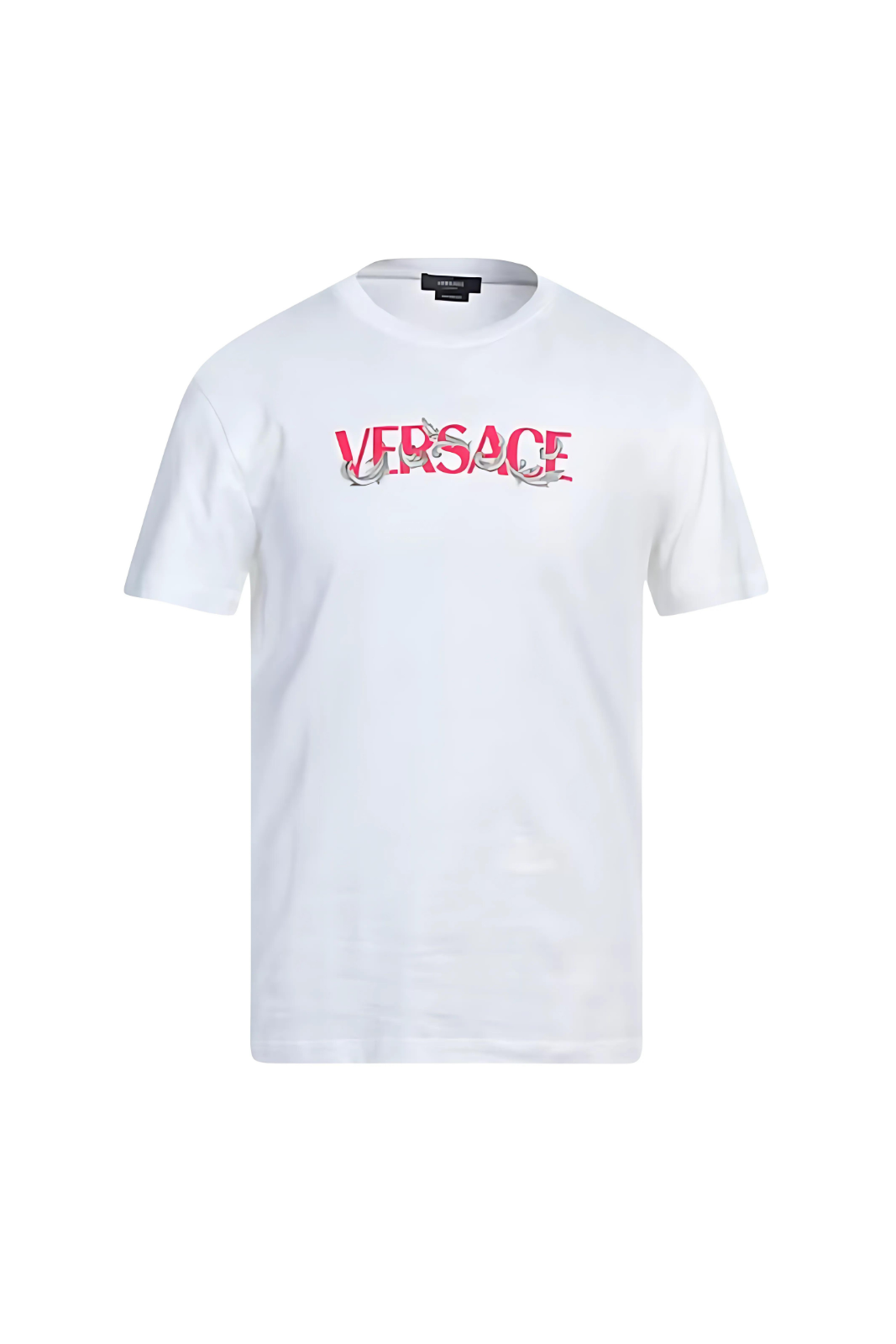 Тениска с лого Versace Barocco в бяло/розово