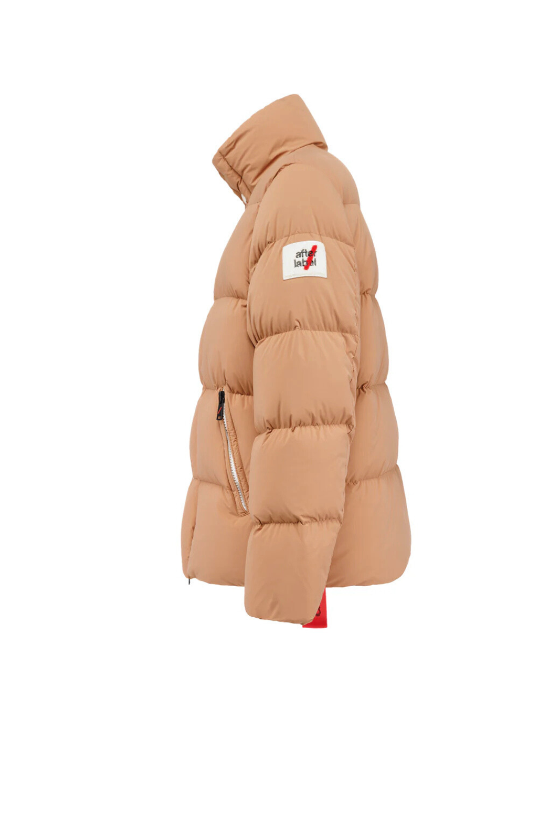After Label Short Down Jacket with High Collar in Brown Matte Nylon