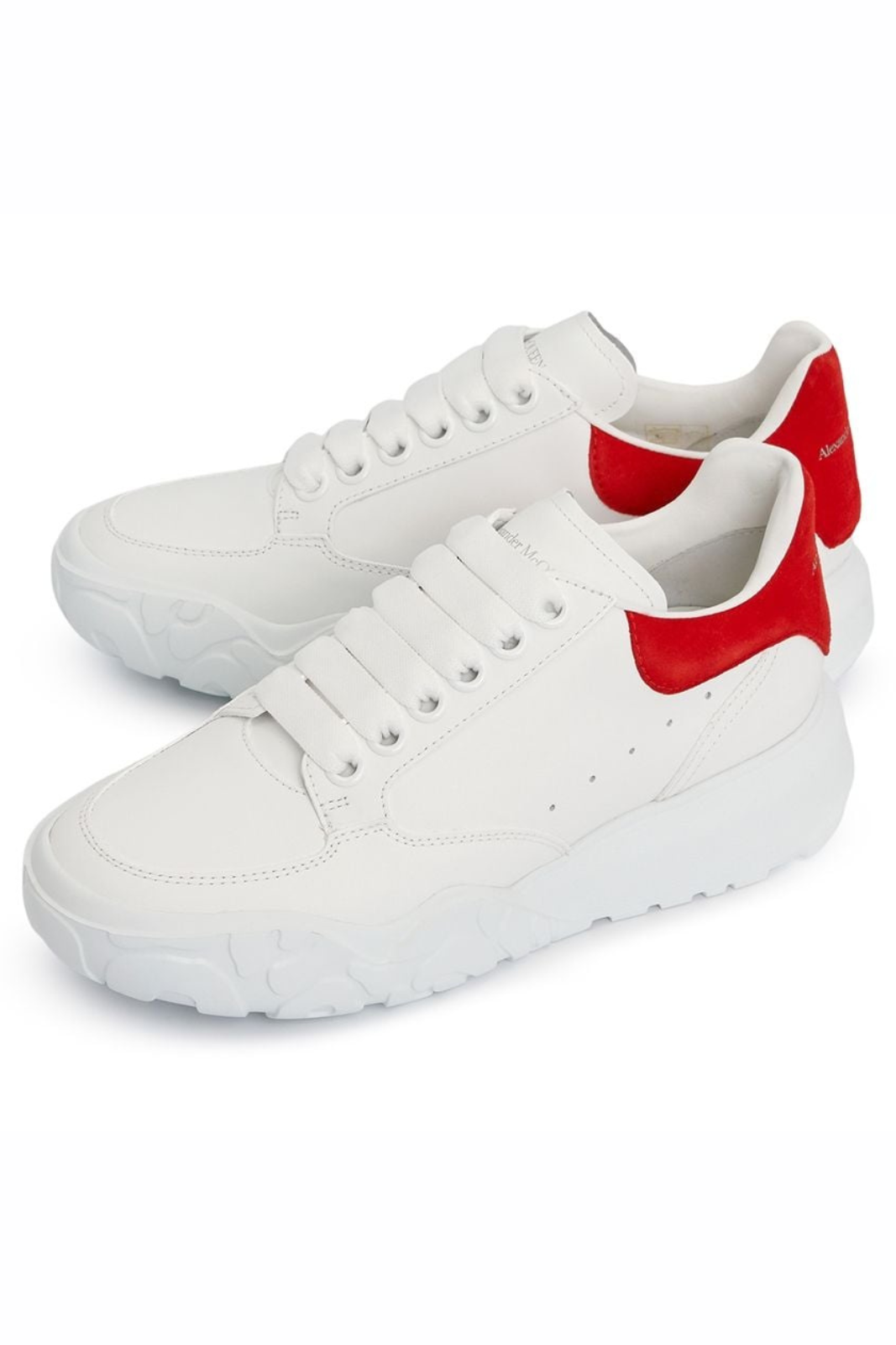 Alexander McQueen White and Red Court Trainer Sneakers
