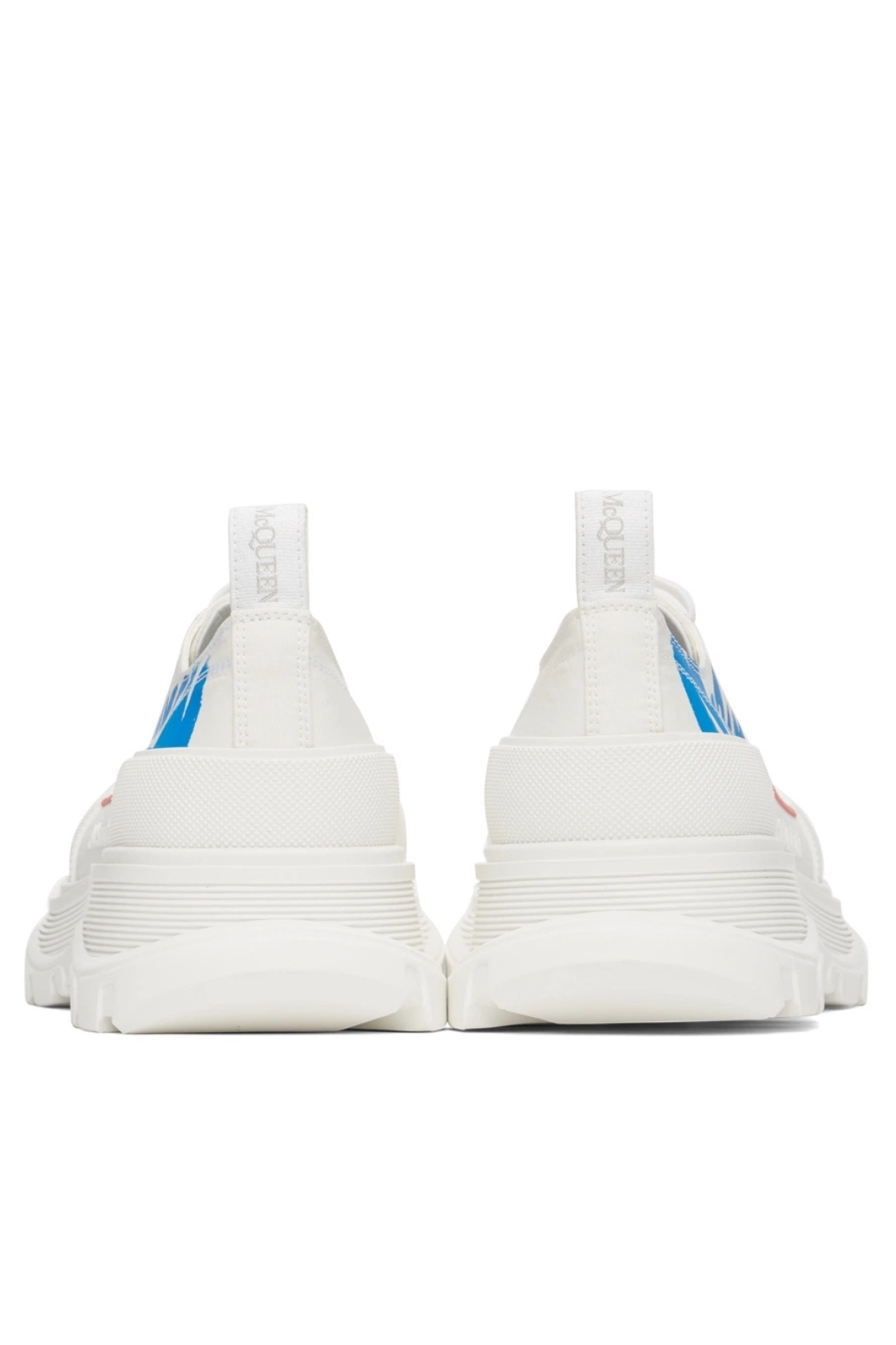 Alexander McQueen White & Blue Tread Slick Graffiti Sneakers