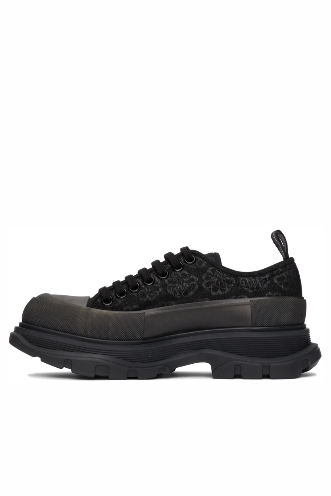 Alexander McQueen Black Floral Tread Slick Low Sneakers