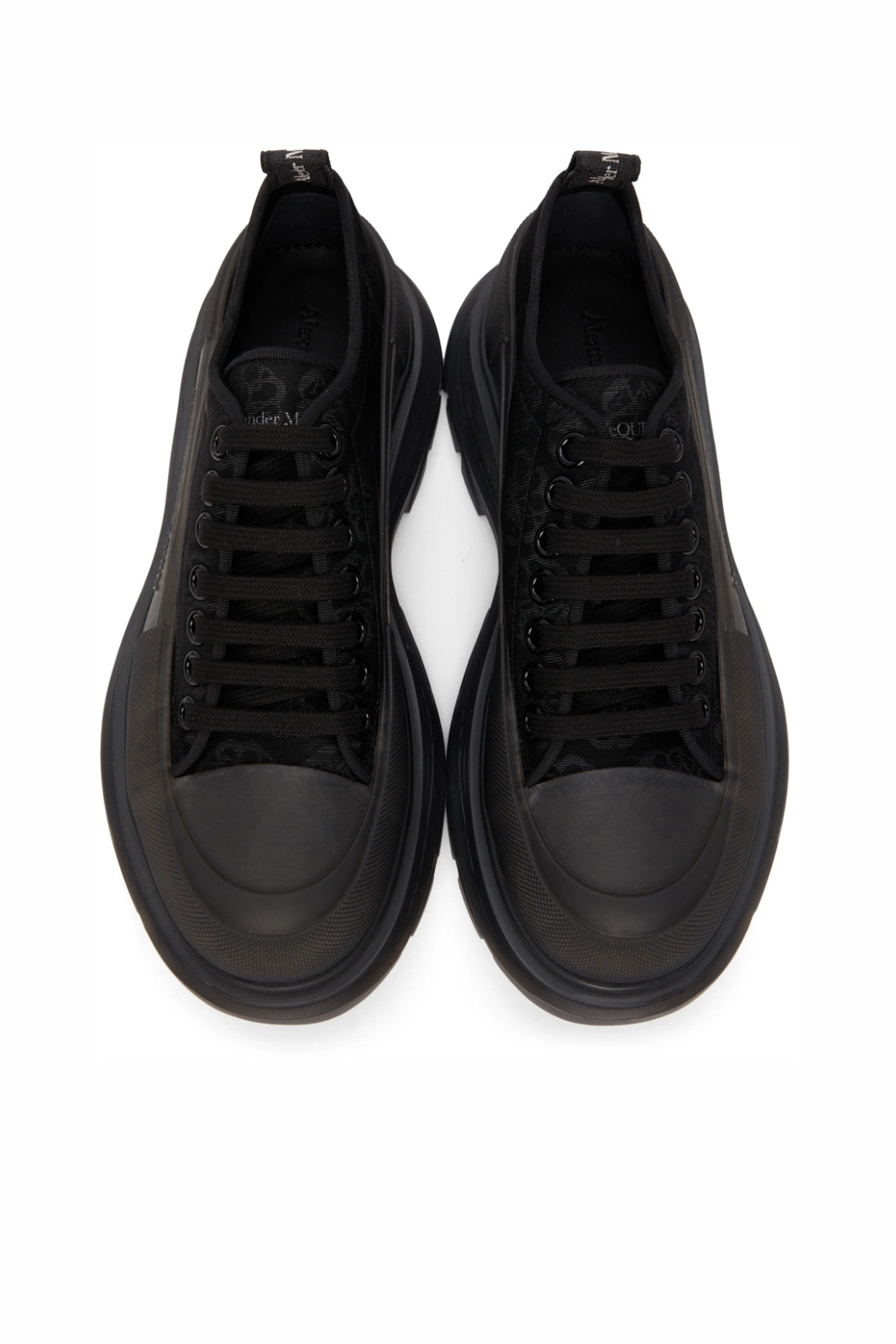 Alexander McQueen Black Floral Tread Slick Low Sneakers