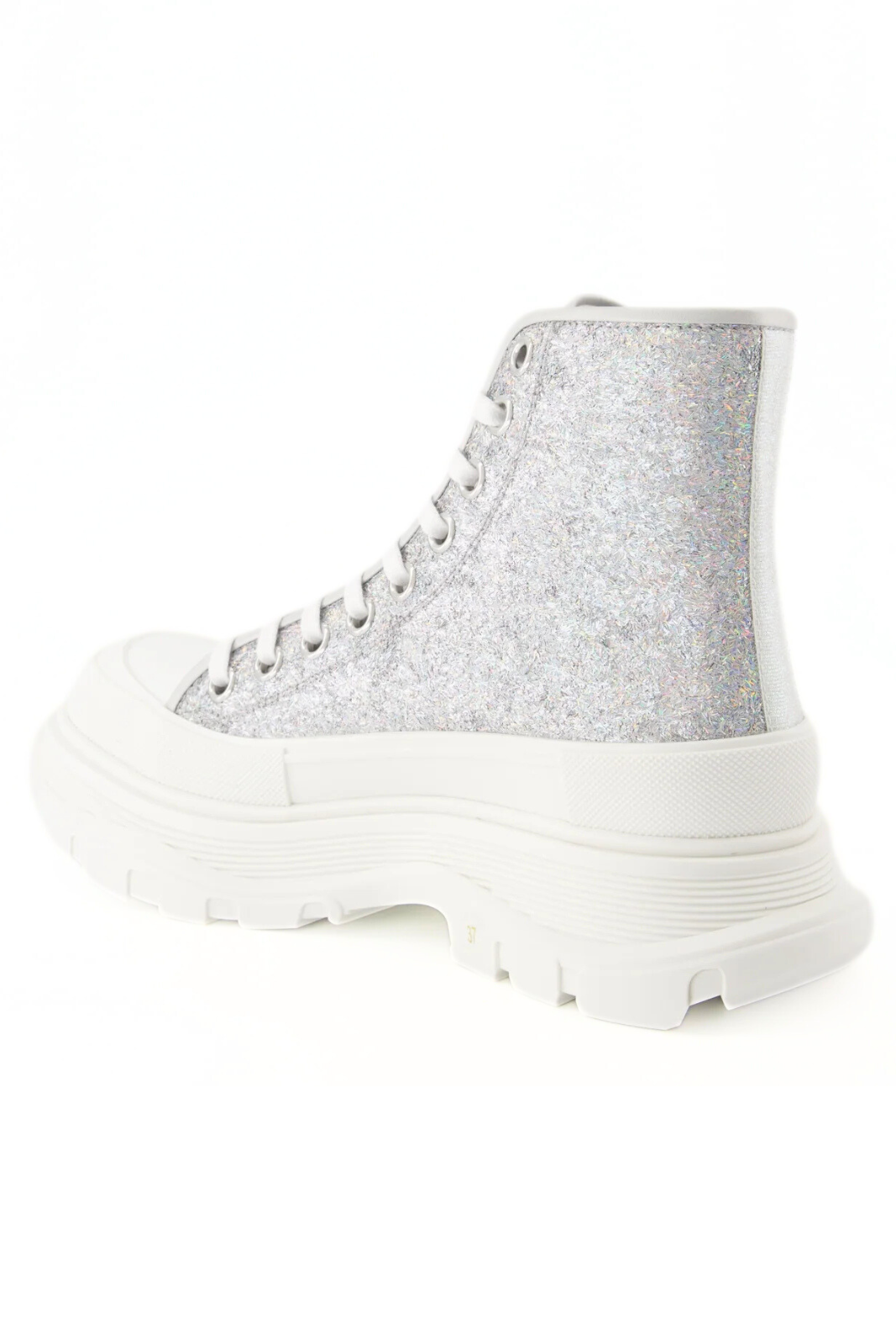 Alexander McQueen Bottines Tread Slick White Silver