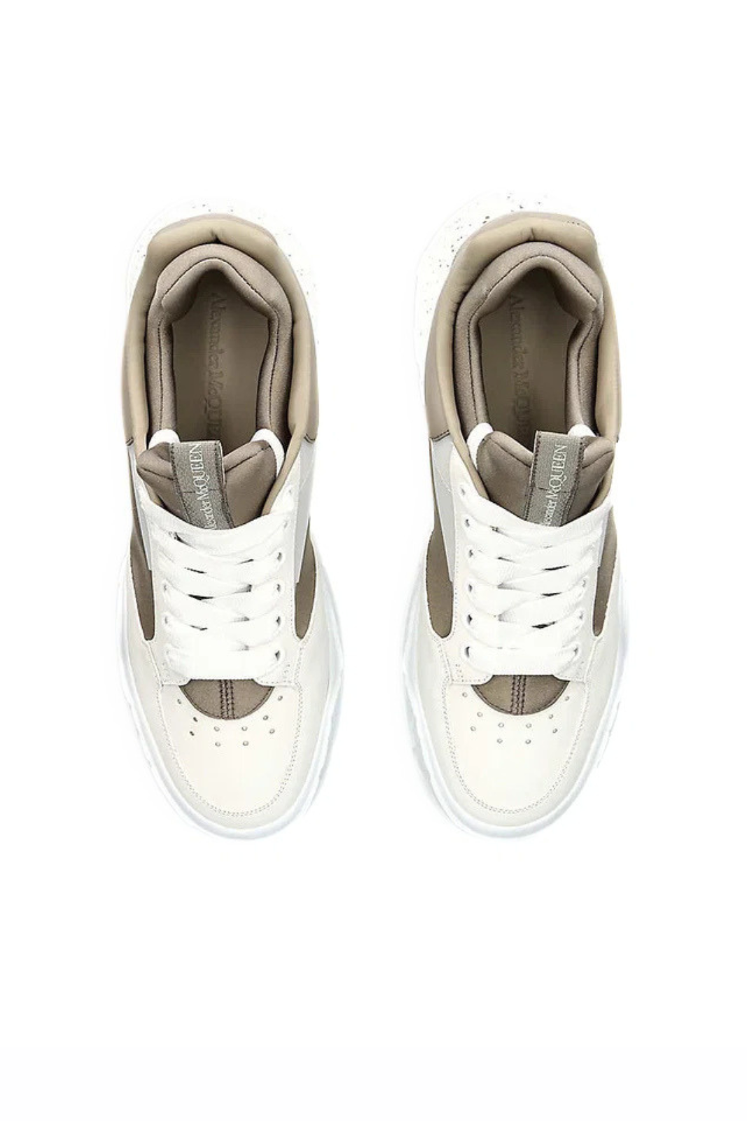 Alexander McQueen Court Leather Mid-Top Trainers White Brown