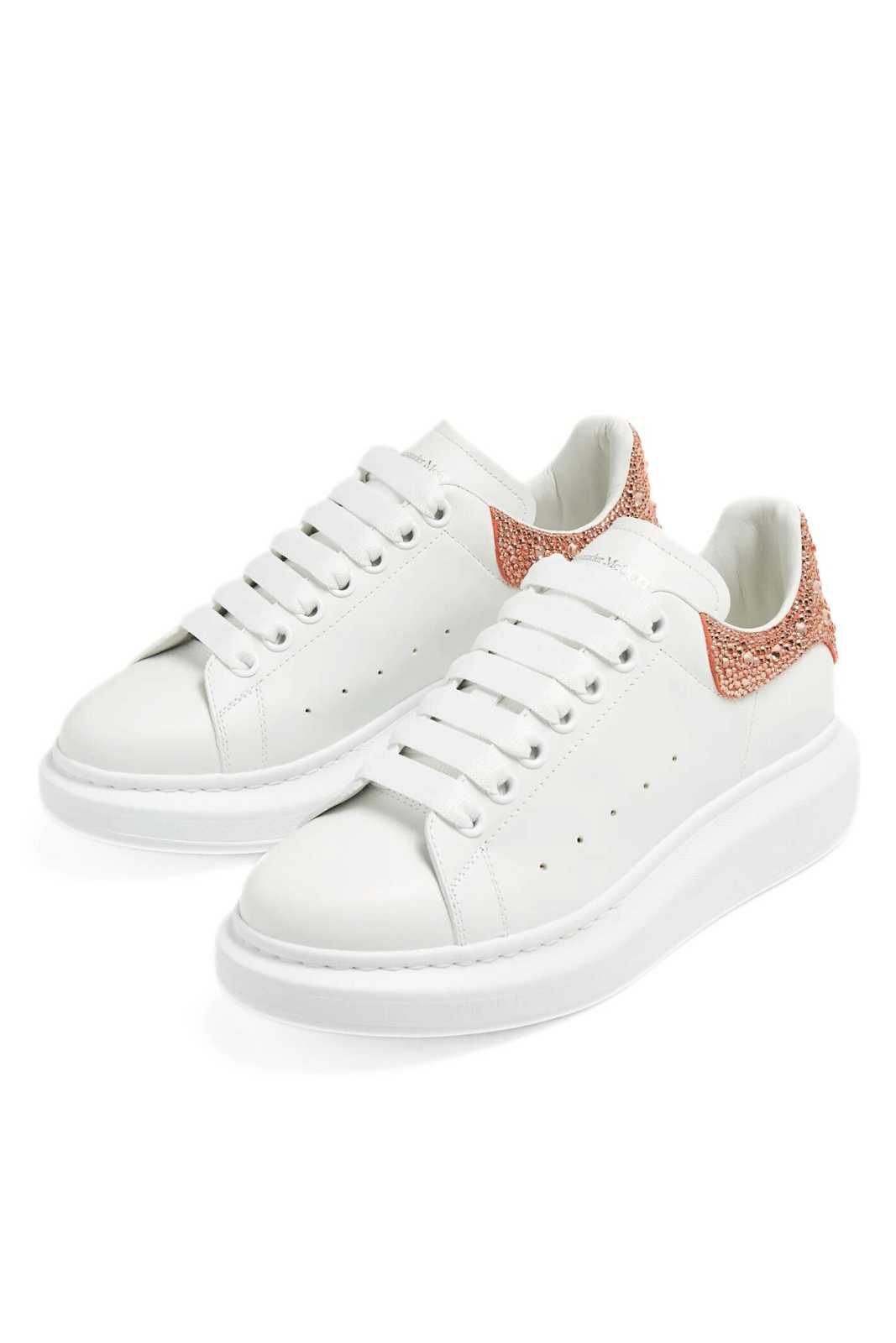 Alexander McQueen Crystal-Embellished White/Nude Oversized Sneakers