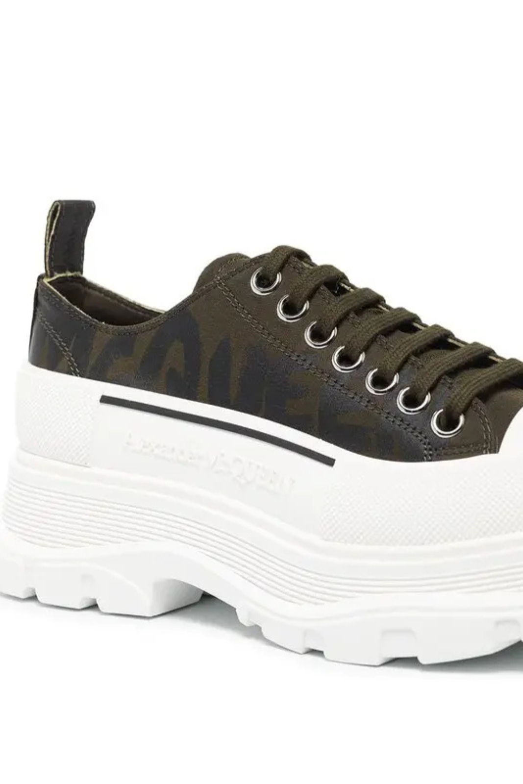 Alexander McQueen graffiti-logo print tread slick sneakers Khaki