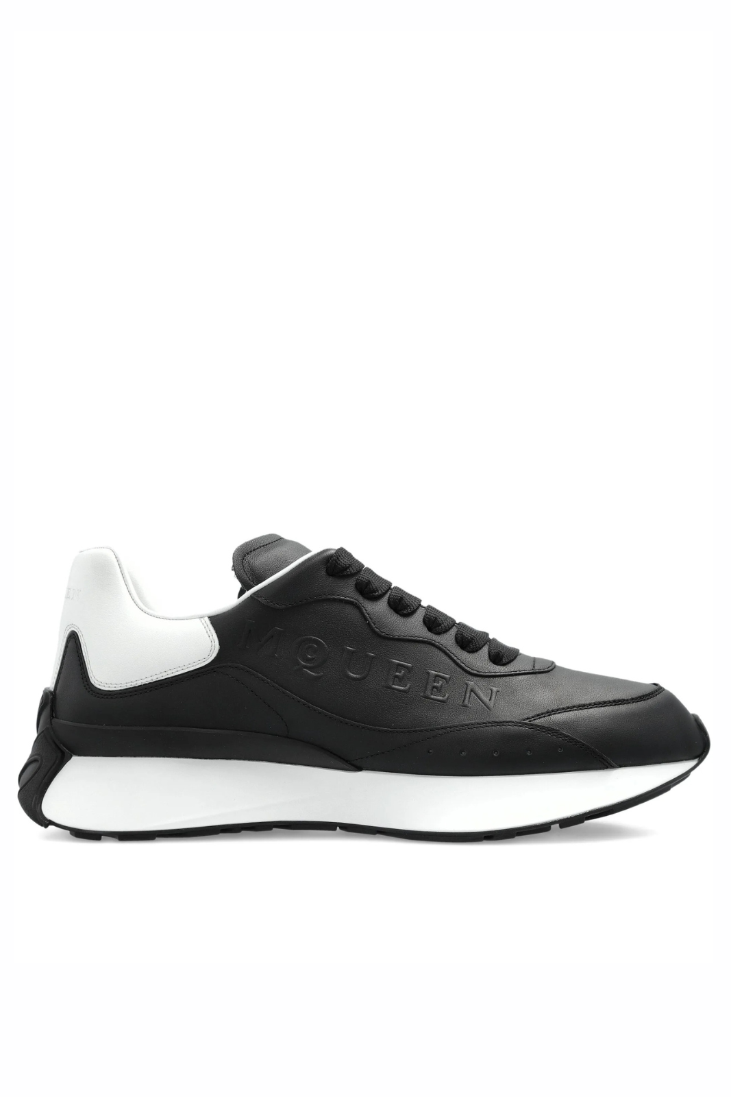 Alexander McQueen Black White leather logo trainers