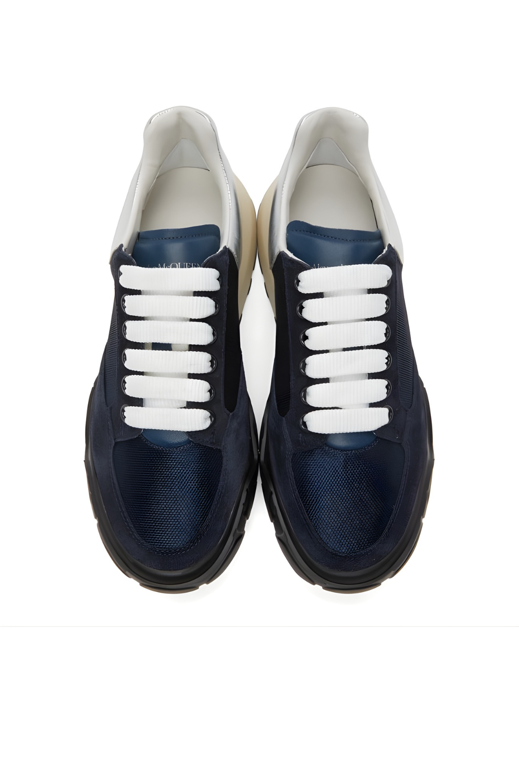 Alexander McQueen Navy and Silver Court Trainer Sneakers