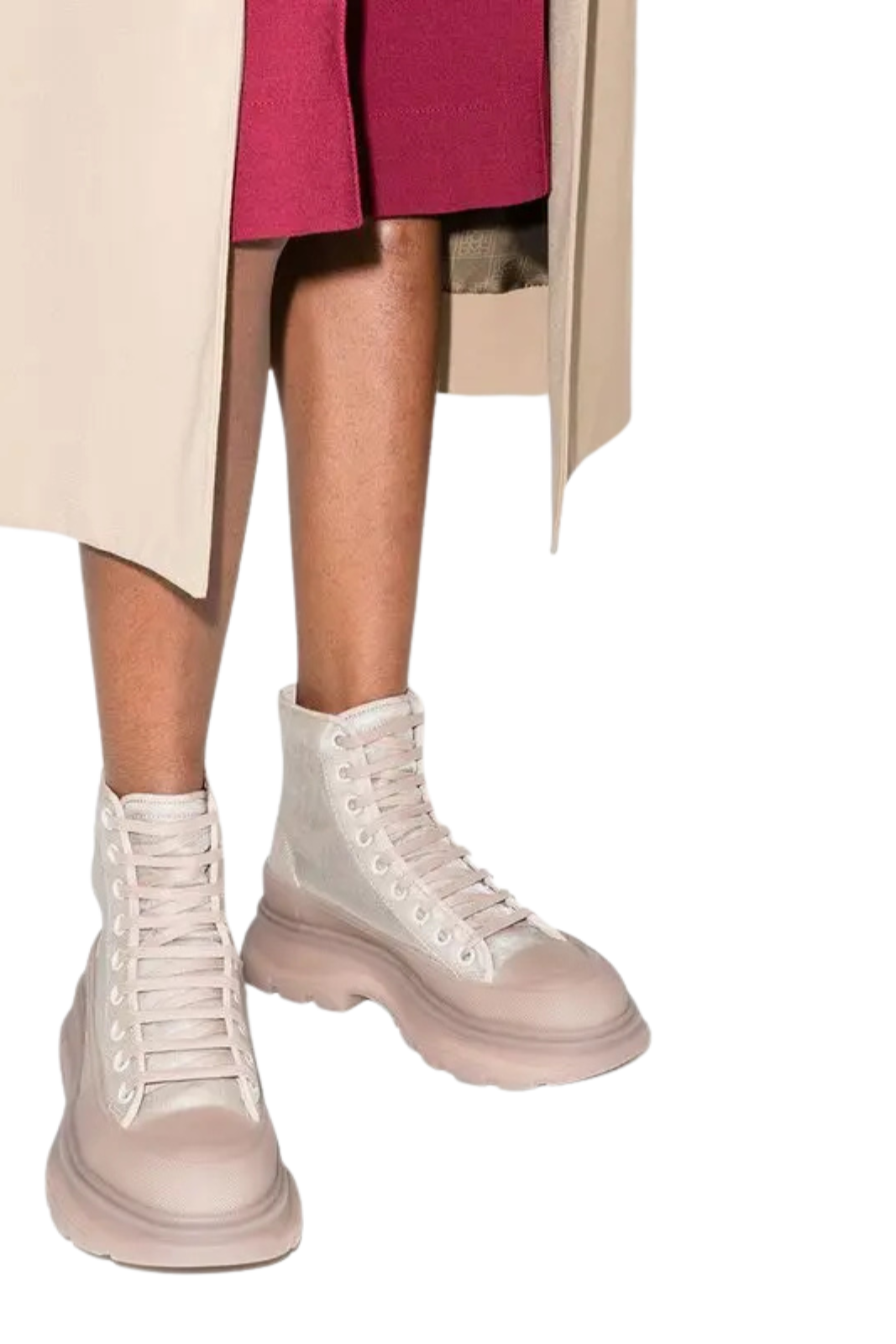 Alexander McQueen Neutral pink Tread Slick Mesh Boots