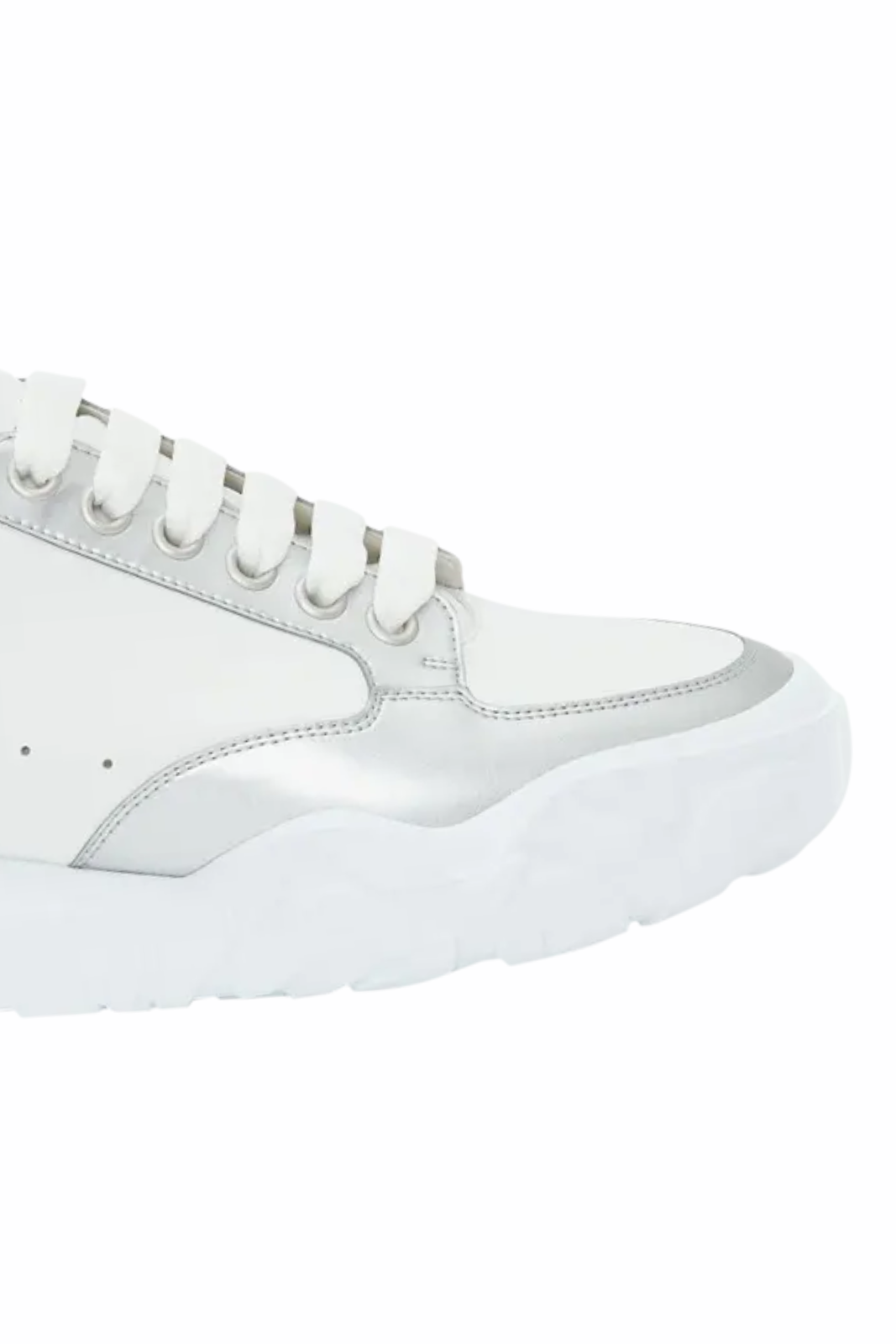 Alexander McQueen Oversized Court Trainer White Silver