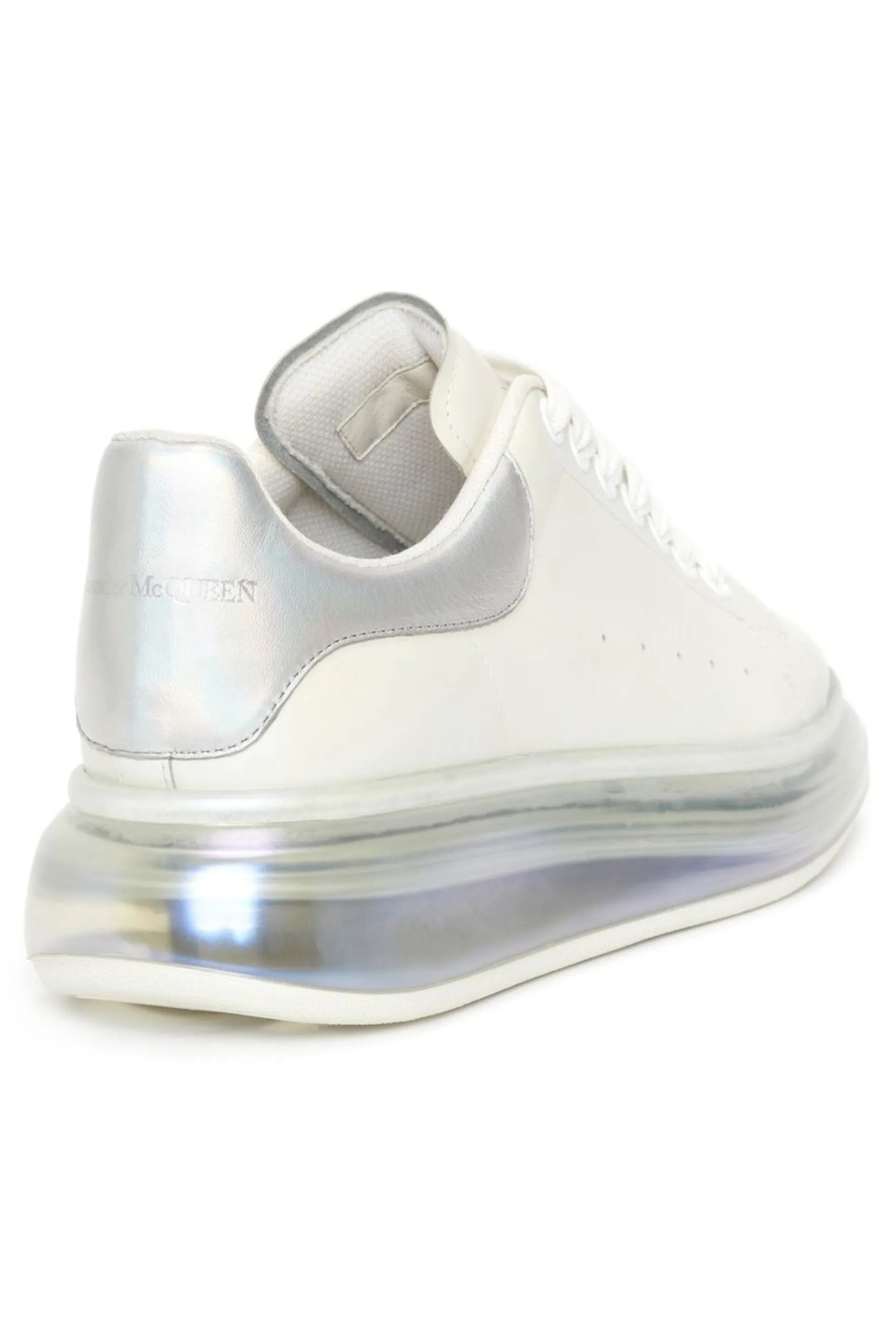 Alexander McQueen Clear Sole Heel Oversized lace-up Sneakers White Silver
