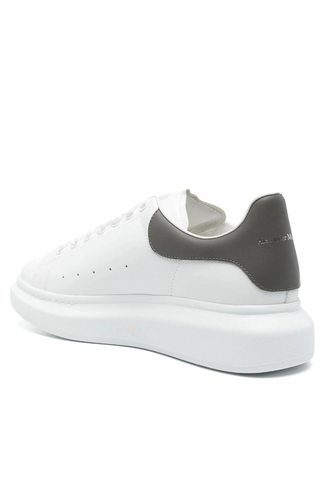 Alexander McQueen Oversized Leather Sneakers in White with Dark Grey Heel