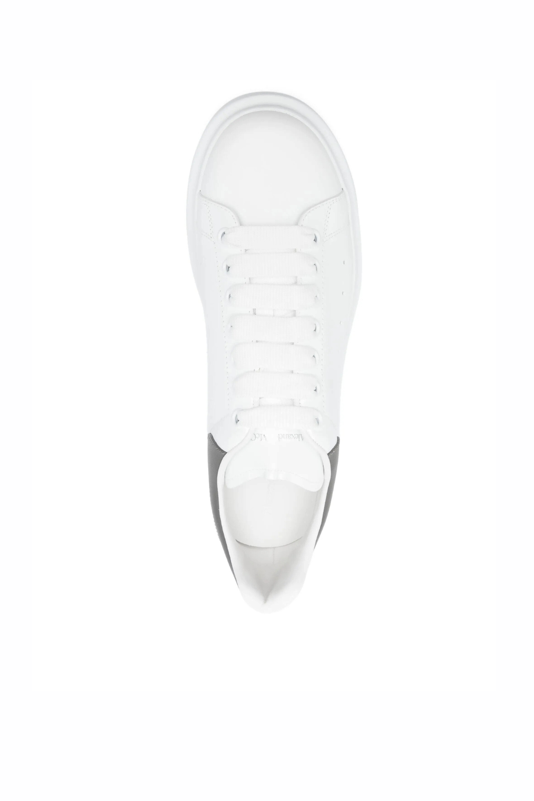 Alexander McQueen Oversized Leather Sneakers in White with Dark Grey Heel