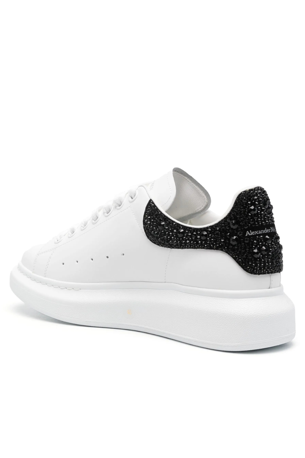 Alexander McQueen Oversized leather sneakers White Black embelished Crystals