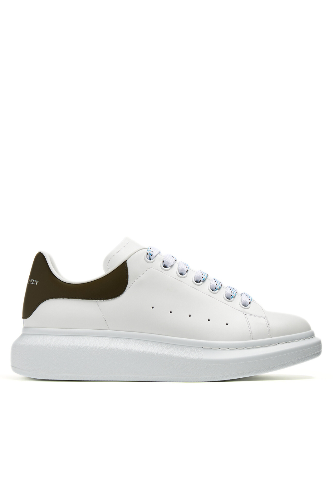 Alexander McQueen Oversized Men's Leather Sneakers Low Top White Khaki