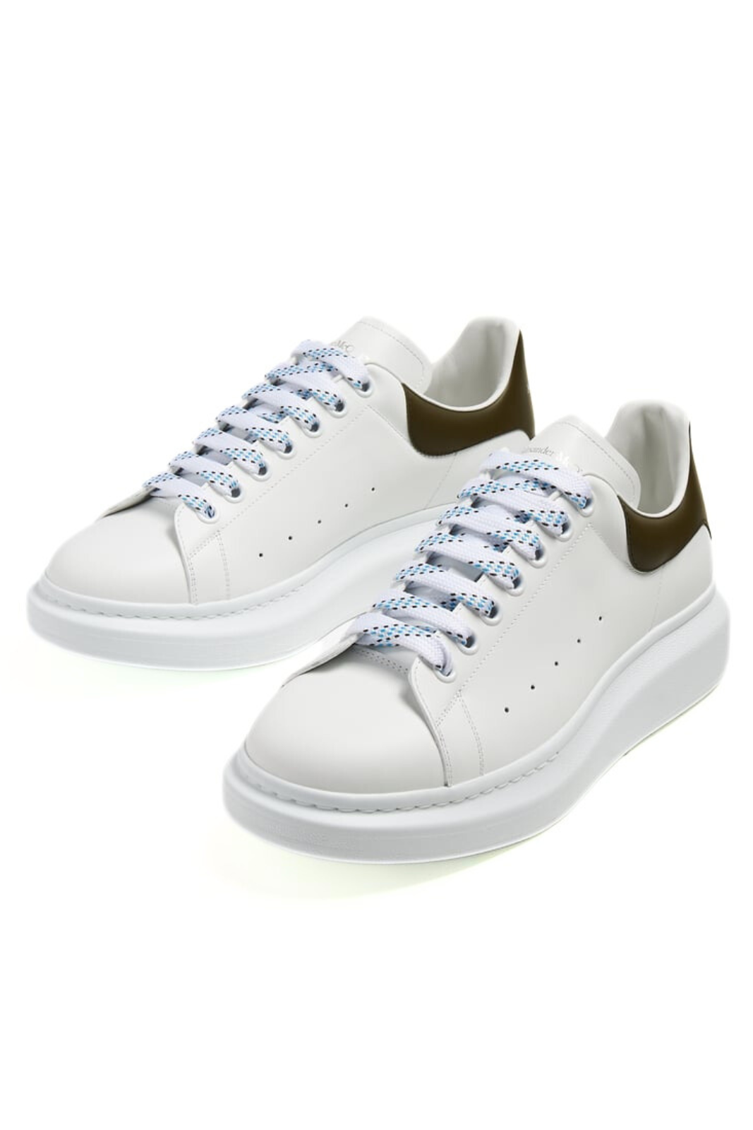 Alexander McQueen Oversized Men's Leather Sneakers Low Top White Khaki