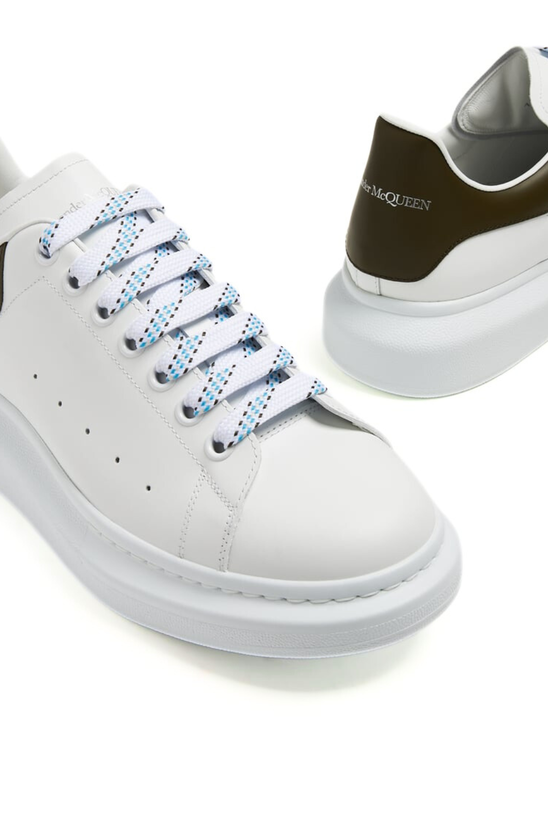 Alexander McQueen Oversized Men's Leather Sneakers Low Top White Khaki