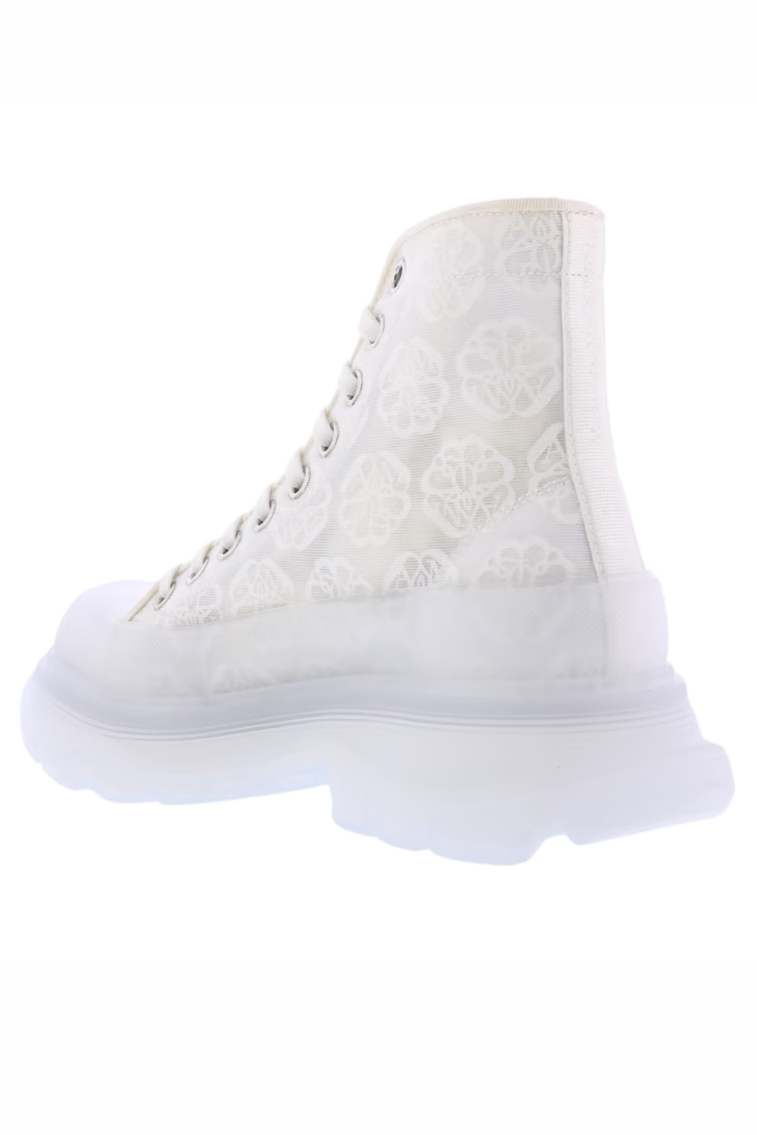 Alexander McQueen Tread Slick Boots White Transparent Florals