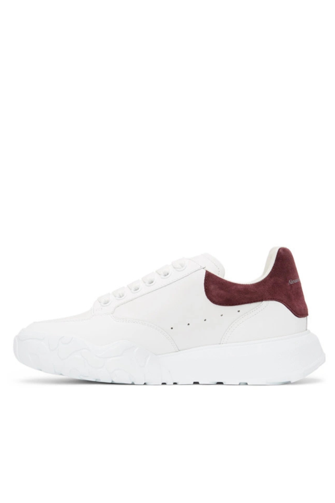 Alexander McQueen White and Burgundy Court Trainer Sneakers