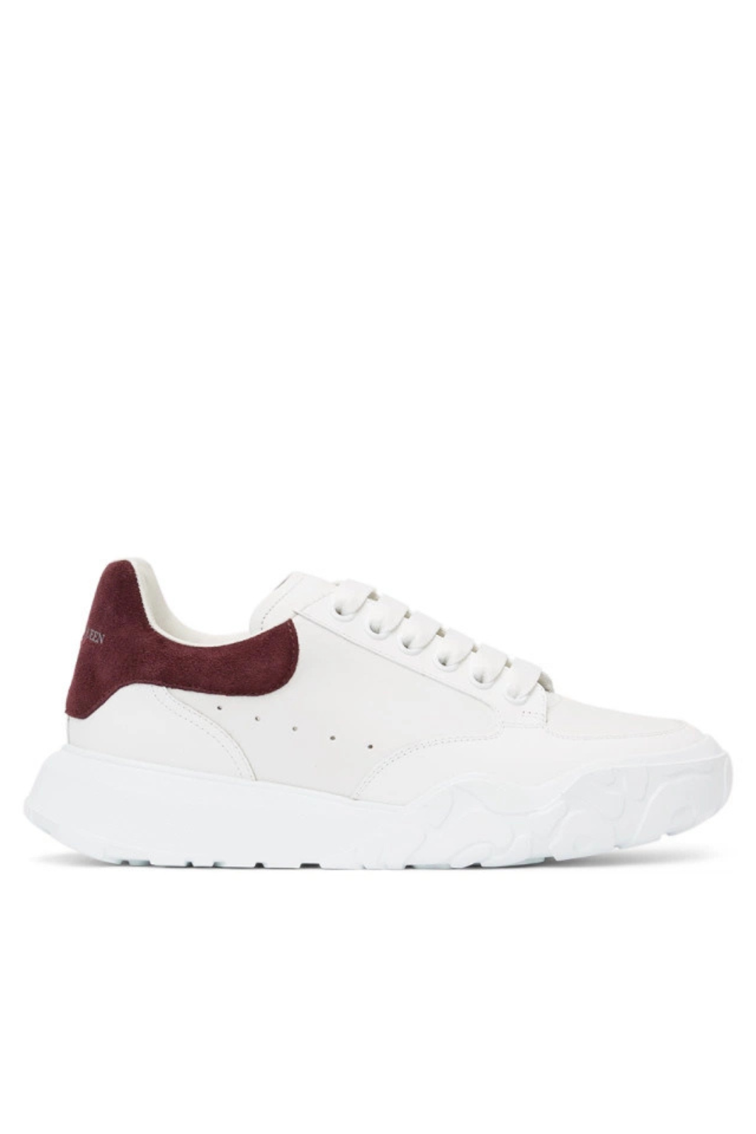 Alexander McQueen White and Burgundy Court Trainer Sneakers