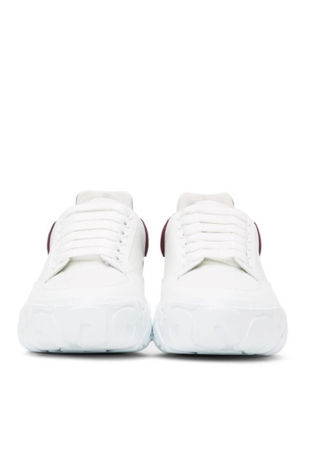 Alexander McQueen White and Burgundy Court Trainer Sneakers