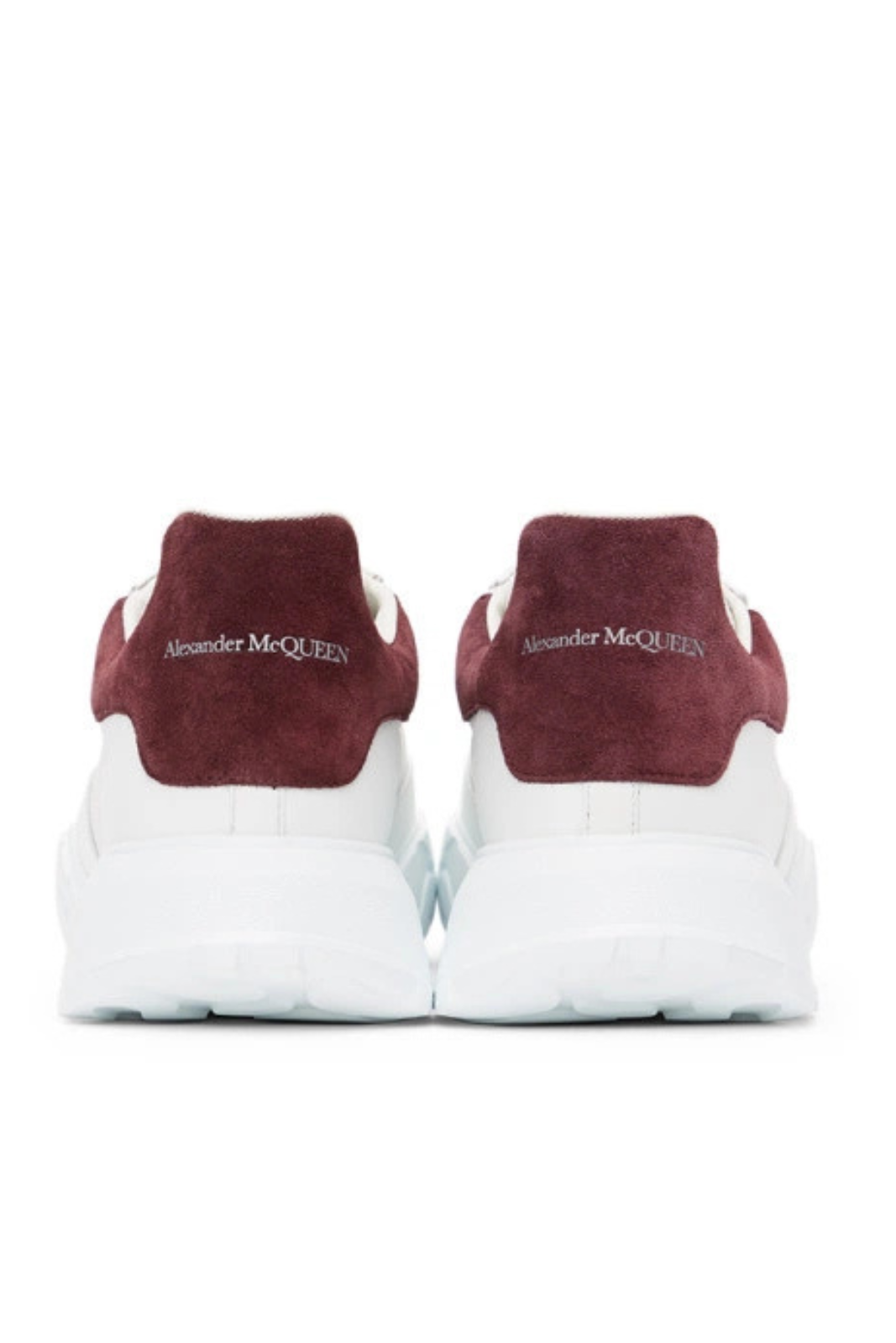 Alexander McQueen White and Burgundy Court Trainer Sneakers