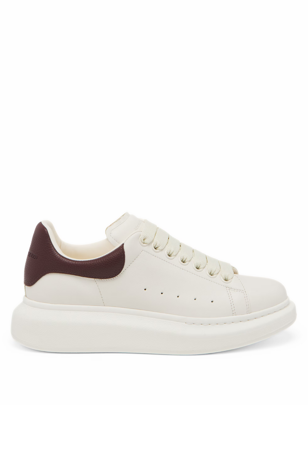 Кожени маратонки Alexander McQueen Exaggerate Sole в цвят Off White Bordeaux