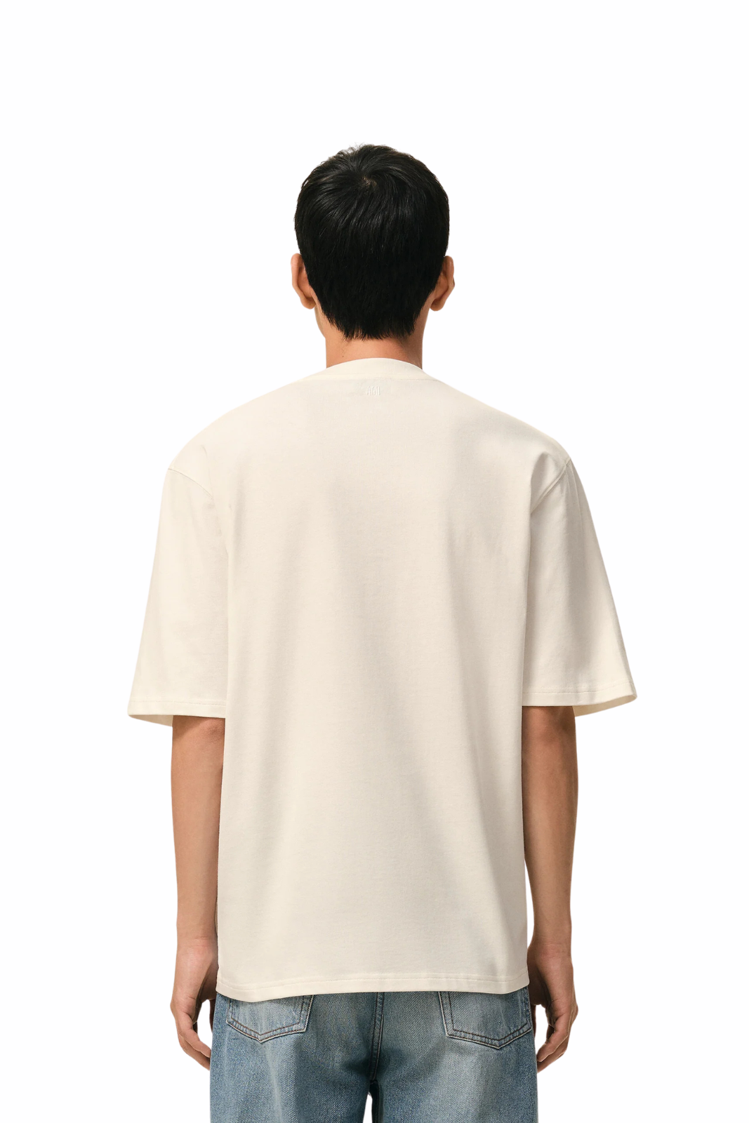 Ami Paris White Cotton Ami De Coeur Embossed T-Shirt