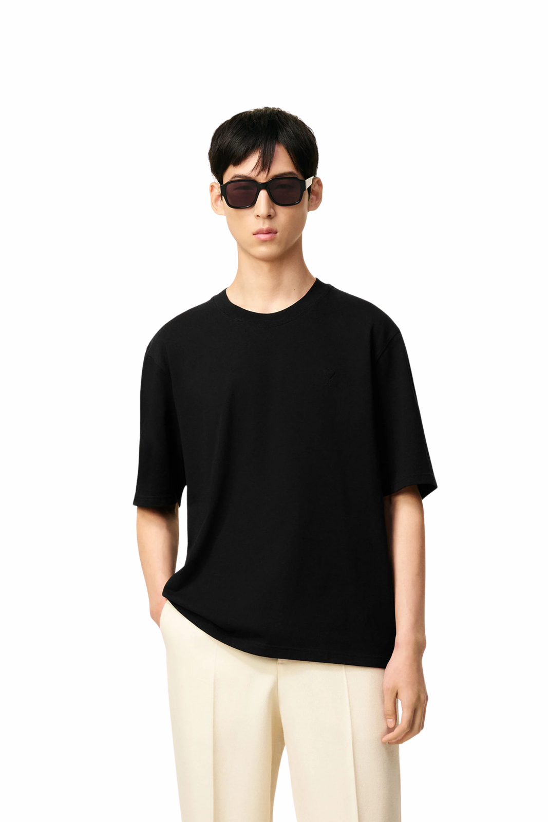 Черна унисекс тениска Ami Paris De Coeur