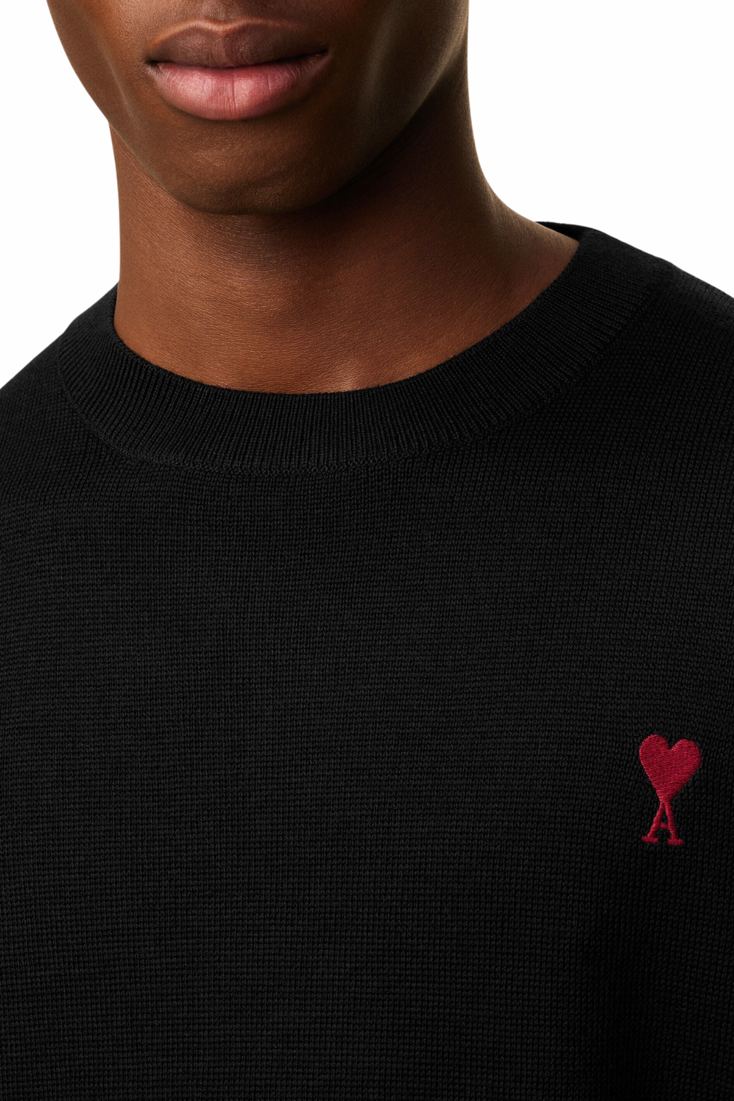 Ami Paris Black Wool Ami De Coeur Crewneck Sweater