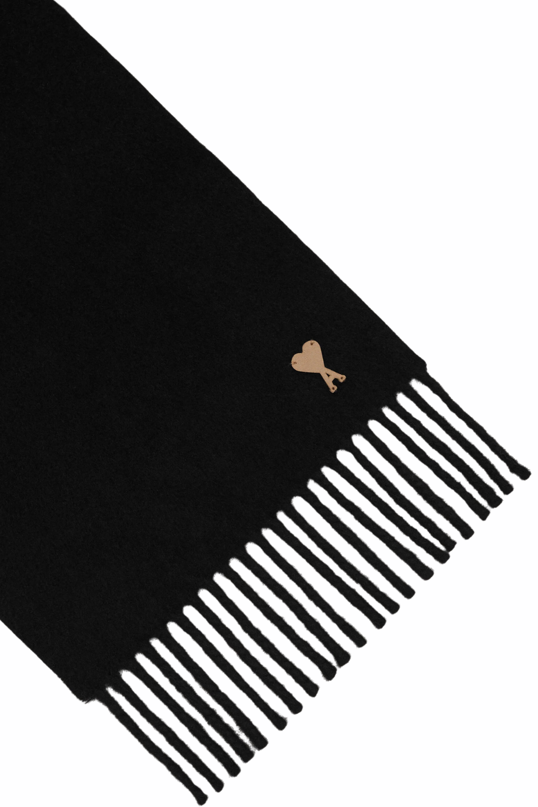 Ami Paris Black wool scarf with Ami de Coeur patch