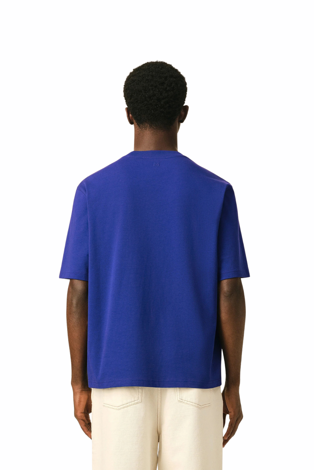 Ami Paris Blue cotton t-shirt with embossed Ami de Coeur
