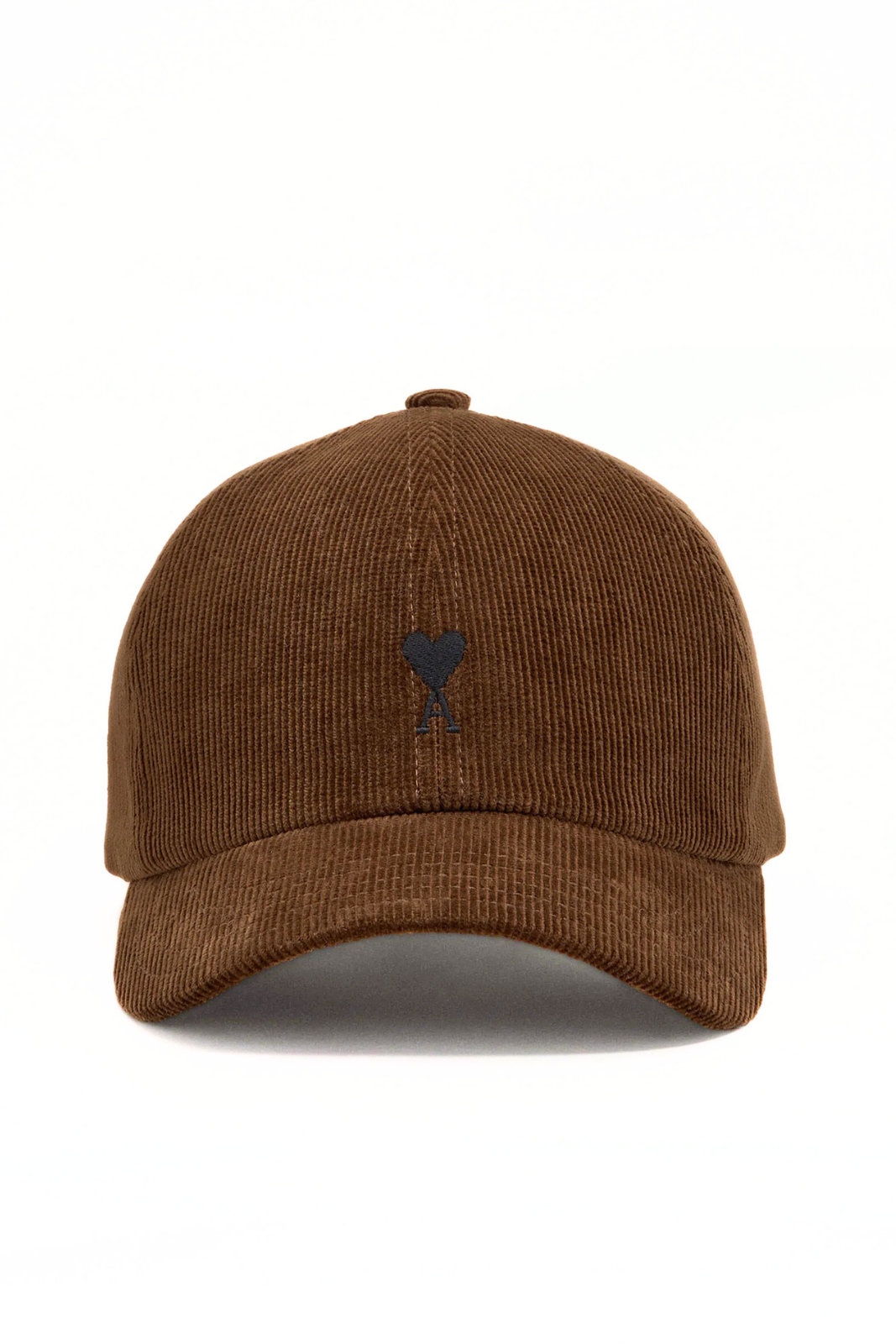 Ami Paris Brown corduroy cotton cap with Ami de Coeur