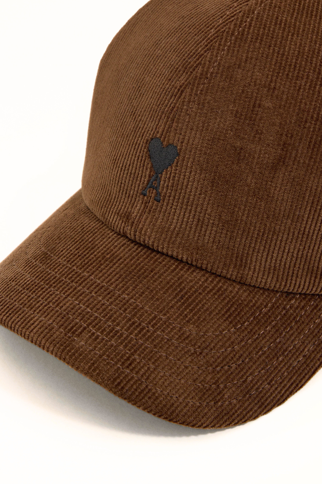 Ami Paris Brown corduroy cotton cap with Ami de Coeur