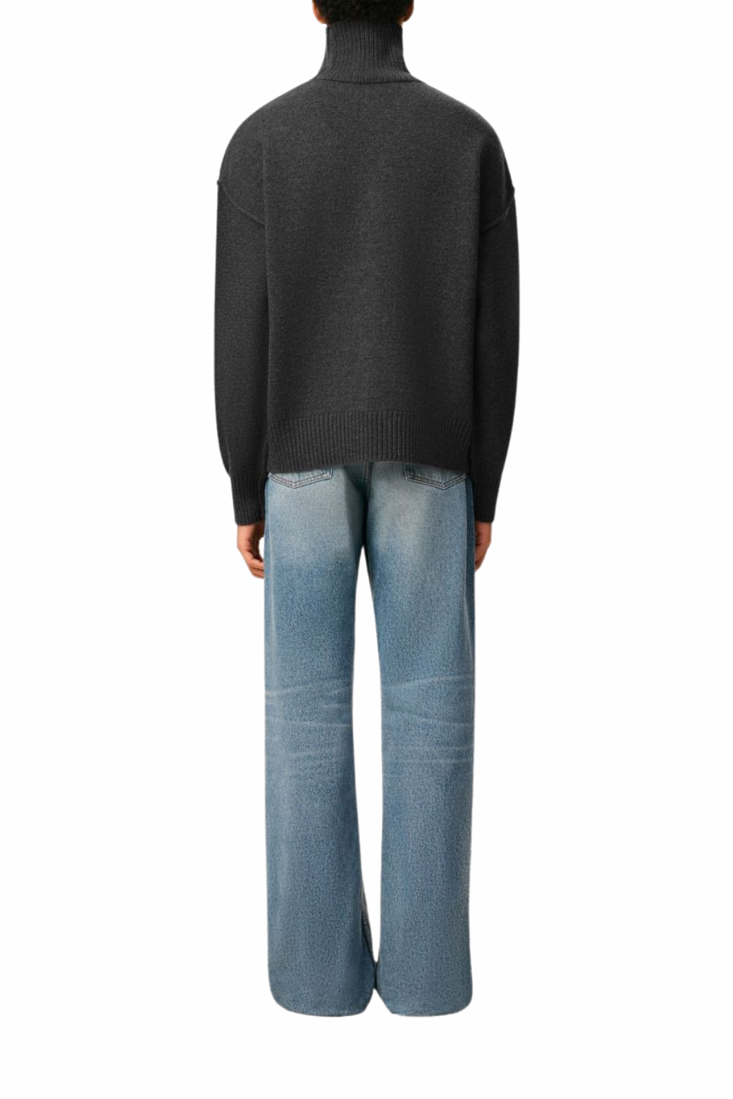 Ami Paris Grey Ami De Coeur heart-intarsia roll-neck jumper