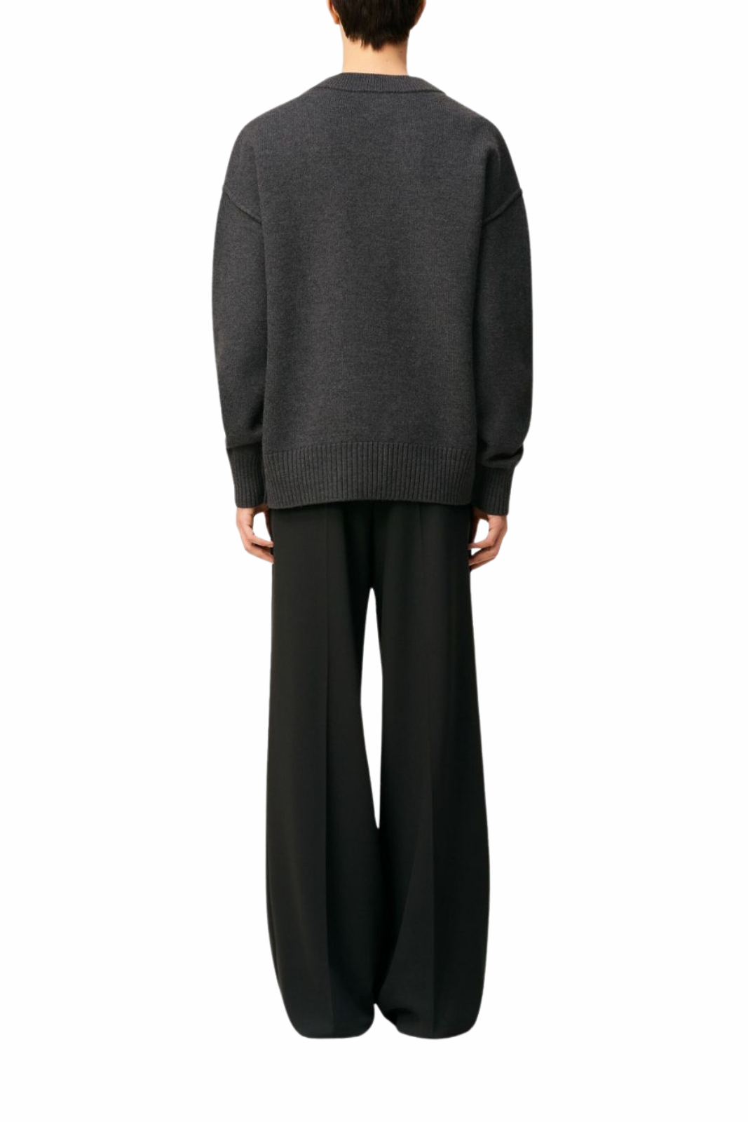 Ami Paris Grey heart-detail wool cardigan