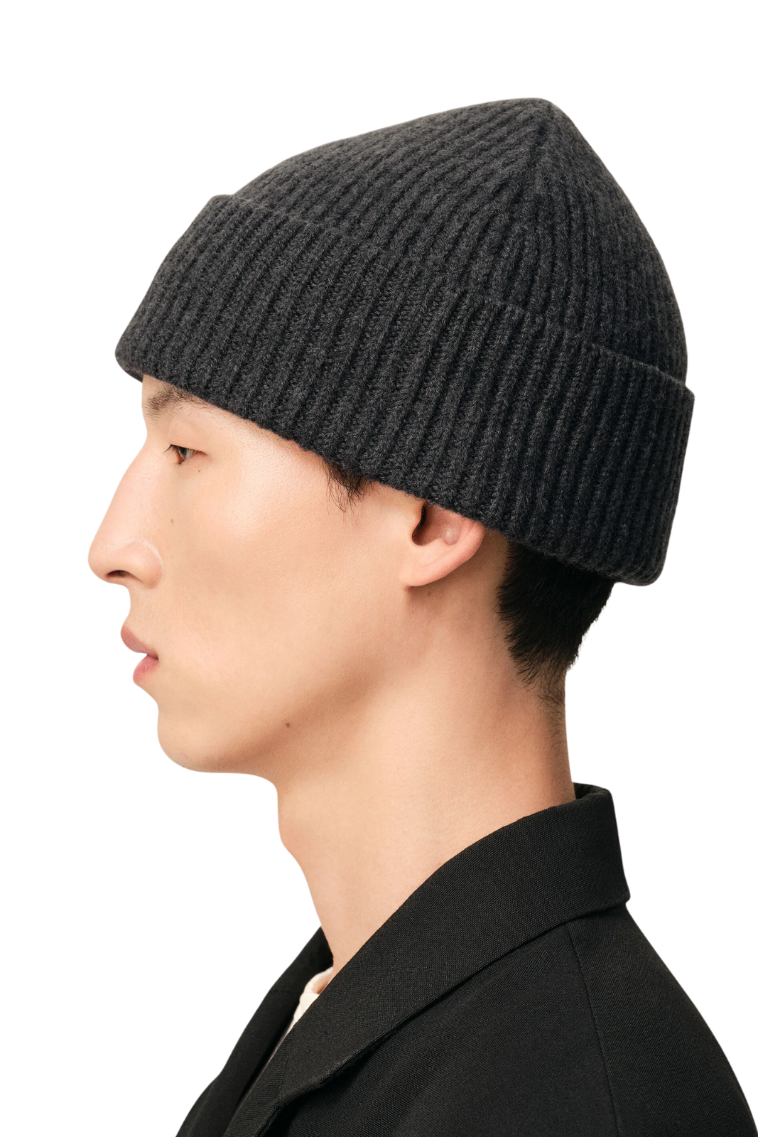 Ami Paris Grey Wool Beanie With Contrasted Ami De Coeur