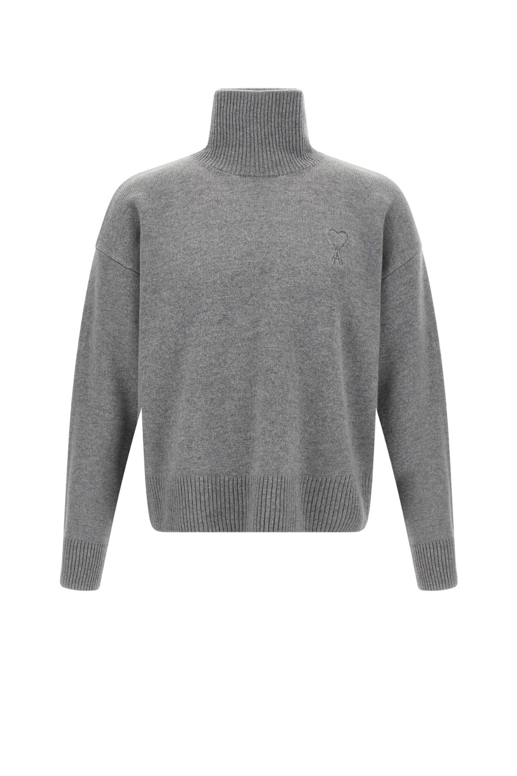 Ami Paris Puff logo Grey high neck sweater