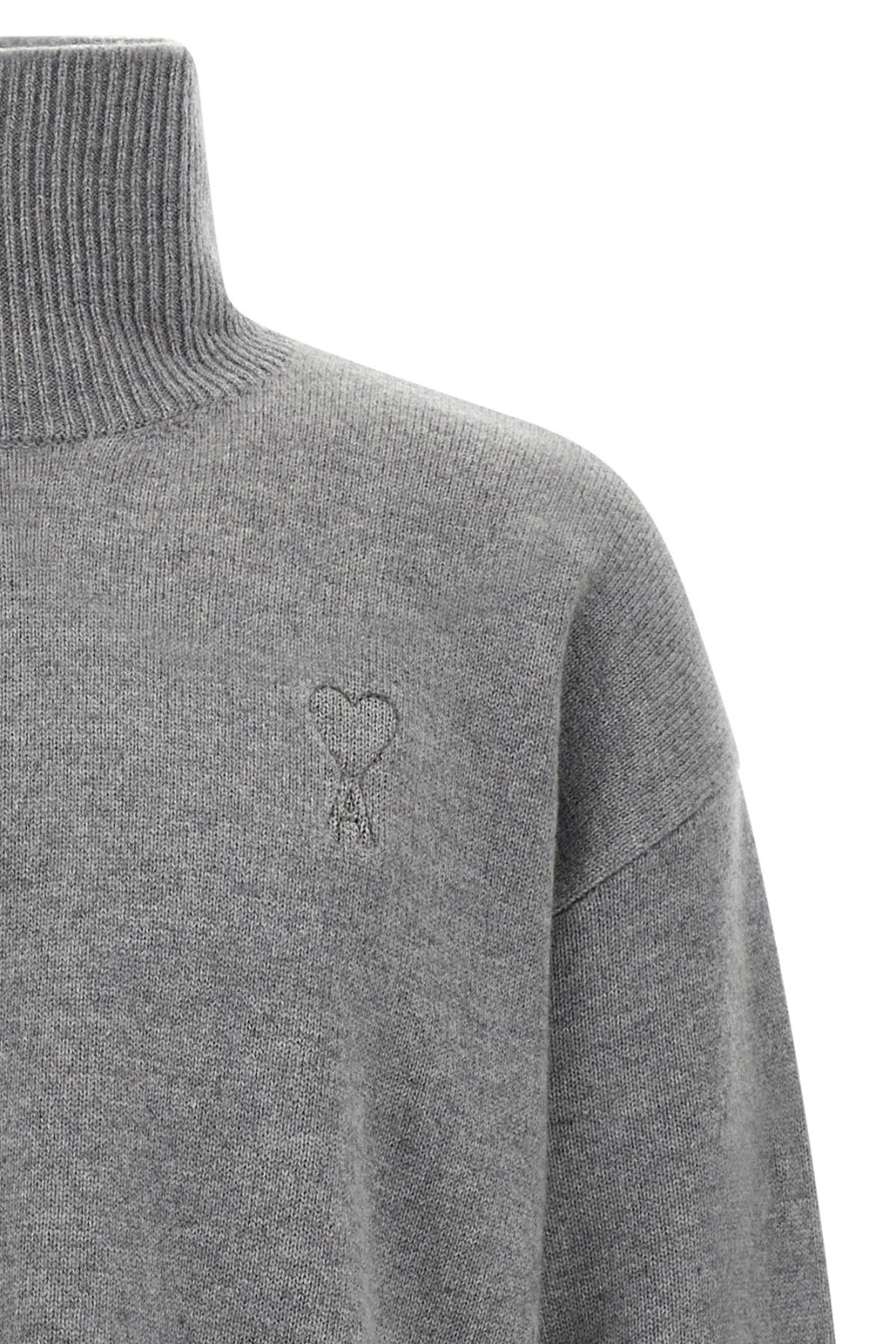 Ami Paris Puff logo Grey high neck sweater