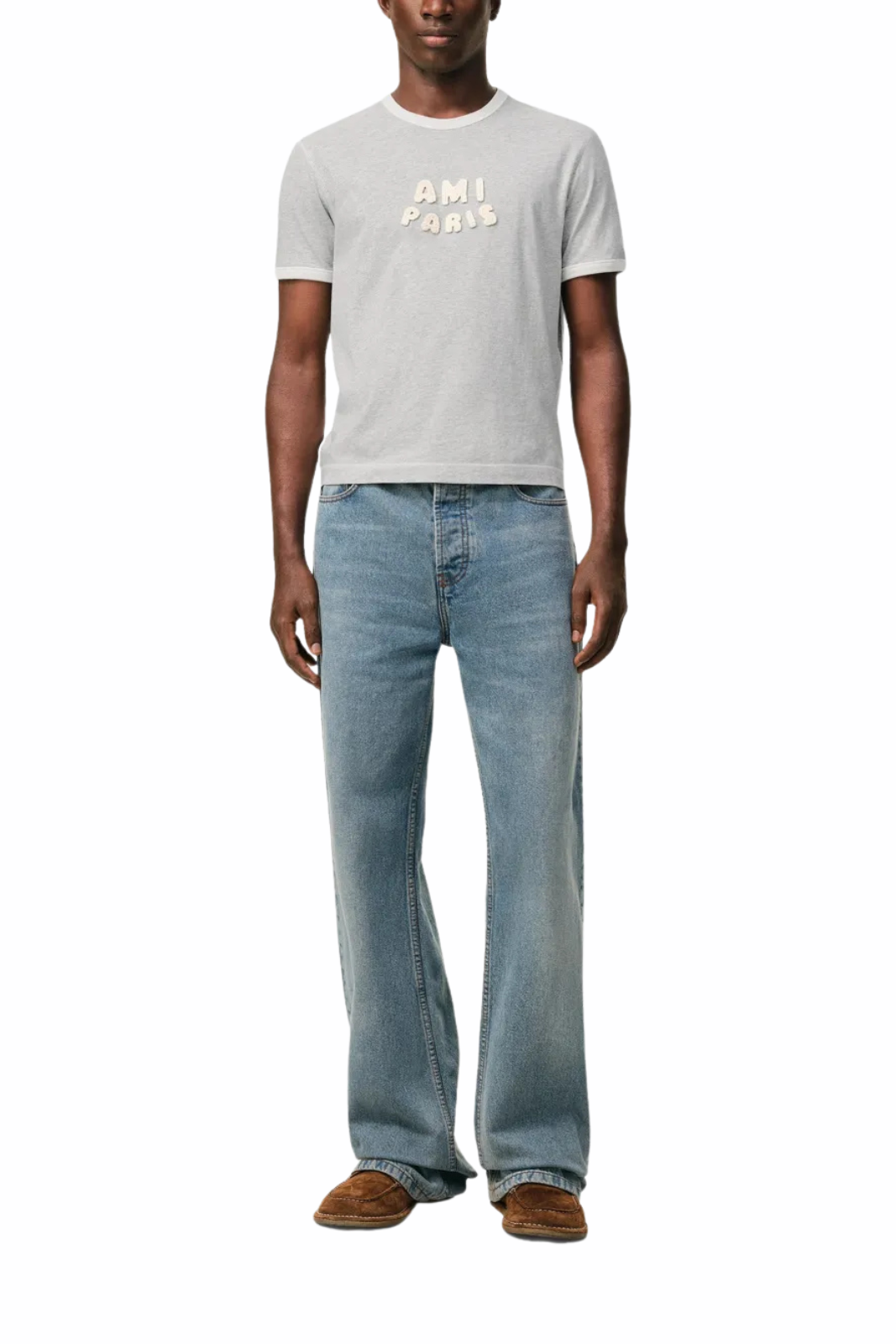 Ami Paris logo appliqué T-shirt Grey