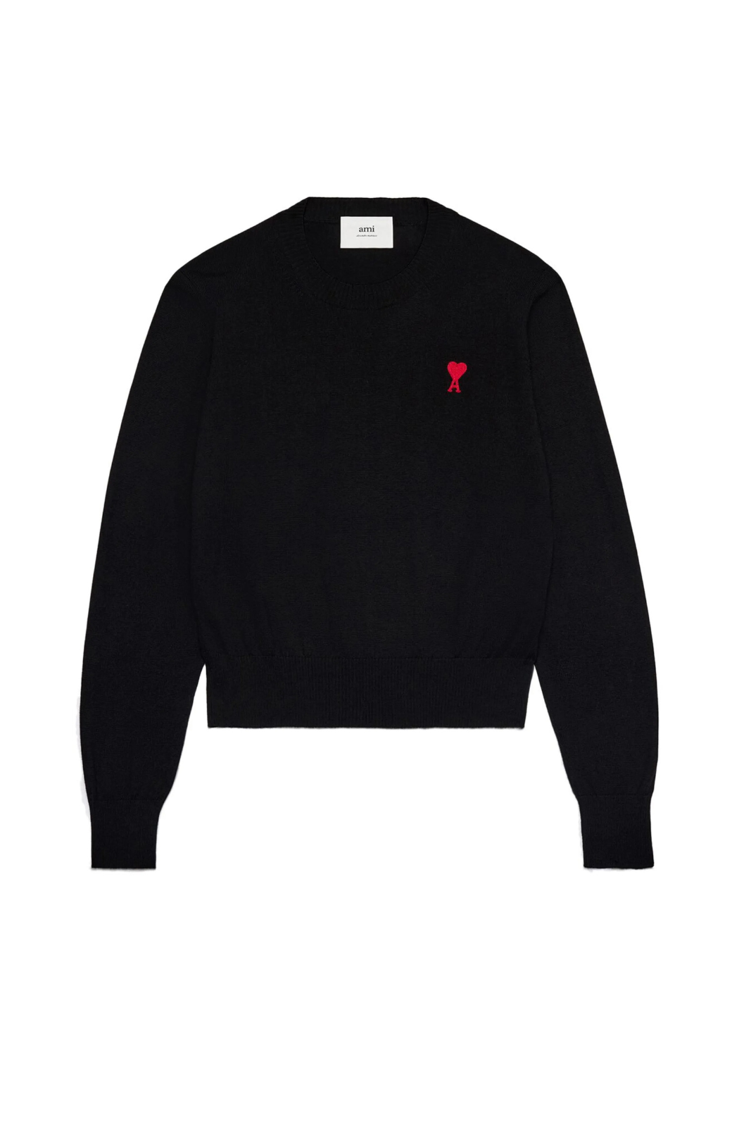 Ami Paris logo-embroidered wool jumper black